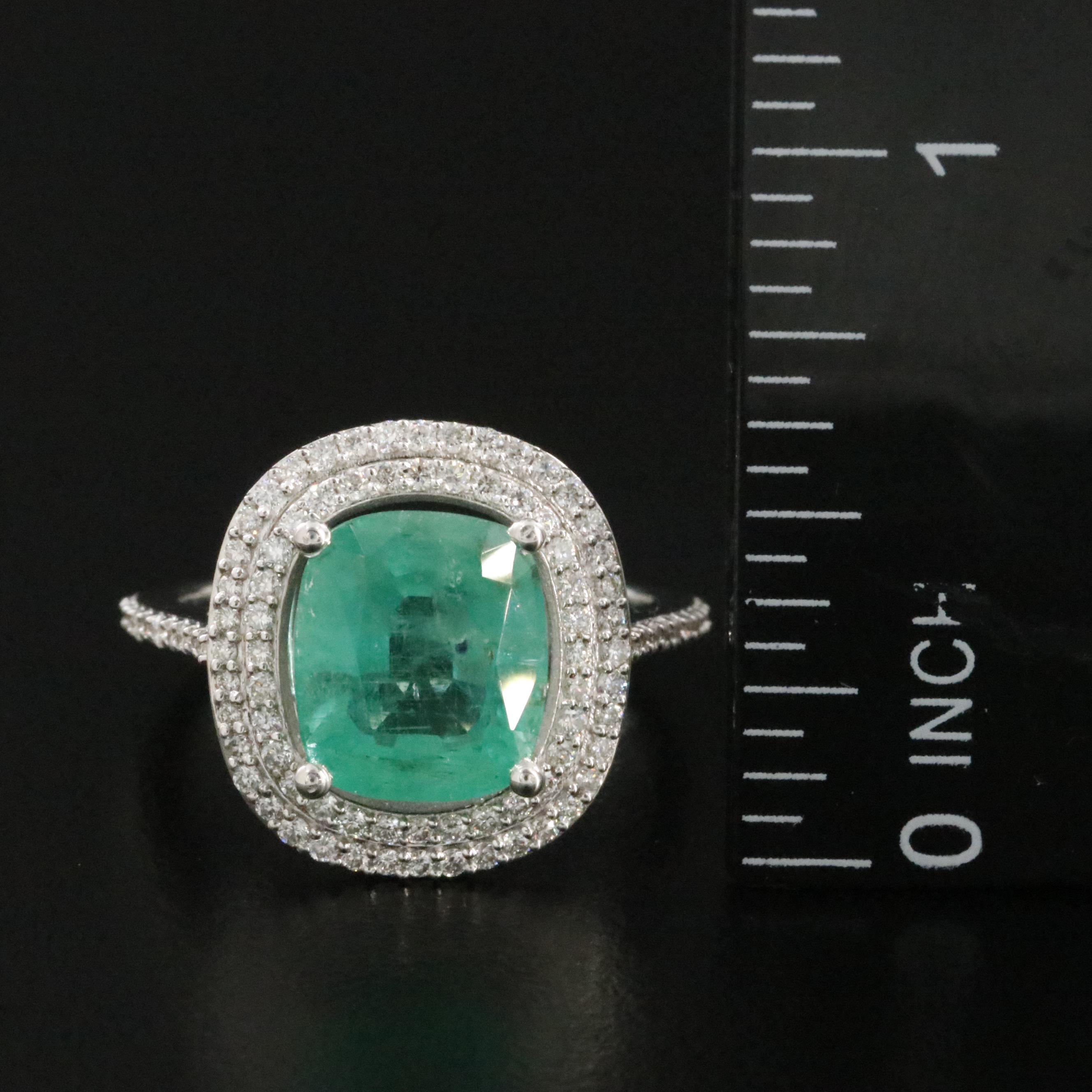 18K 2.98 CT Emerald and Diamond Ring