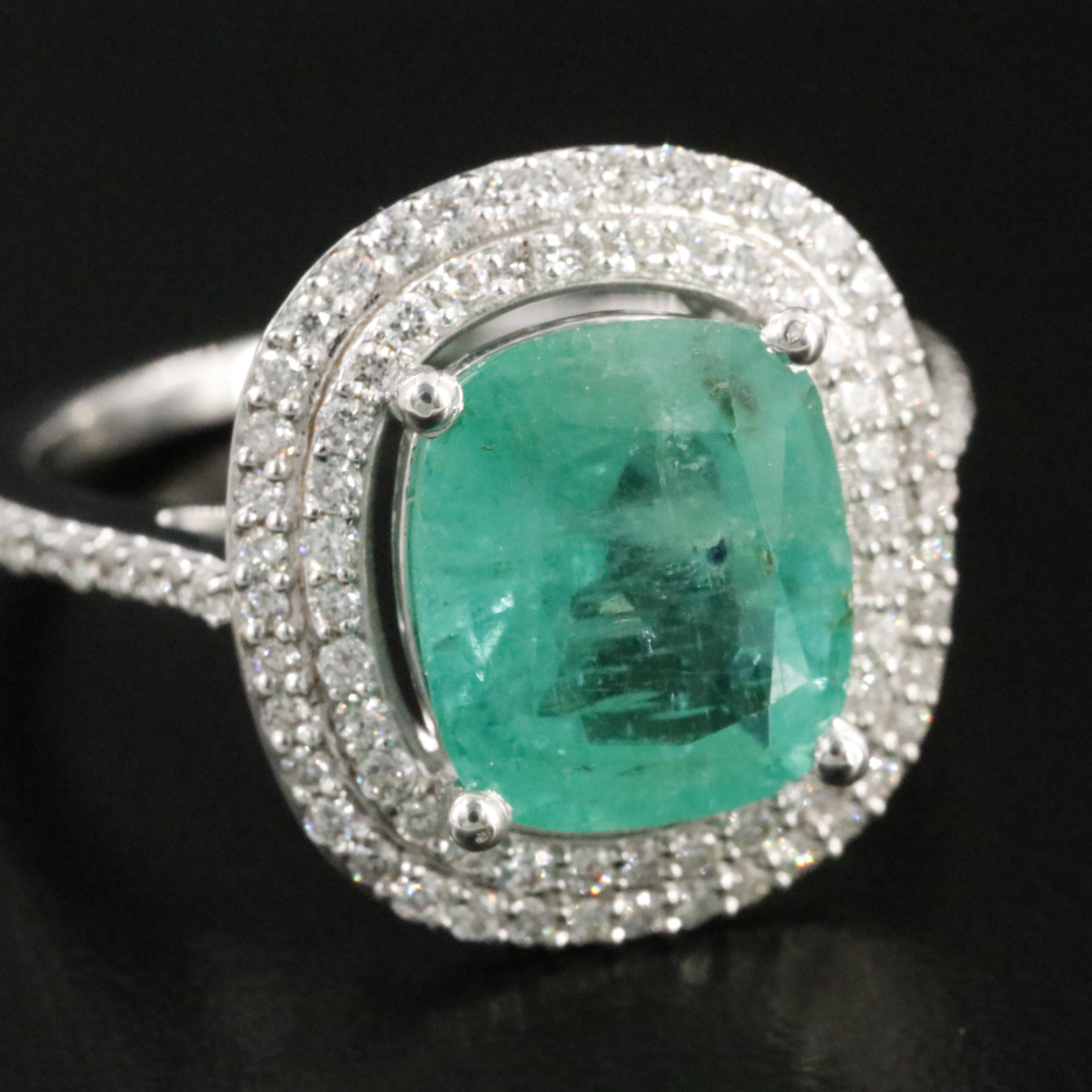 18K 2.98 CT Emerald and Diamond Ring
