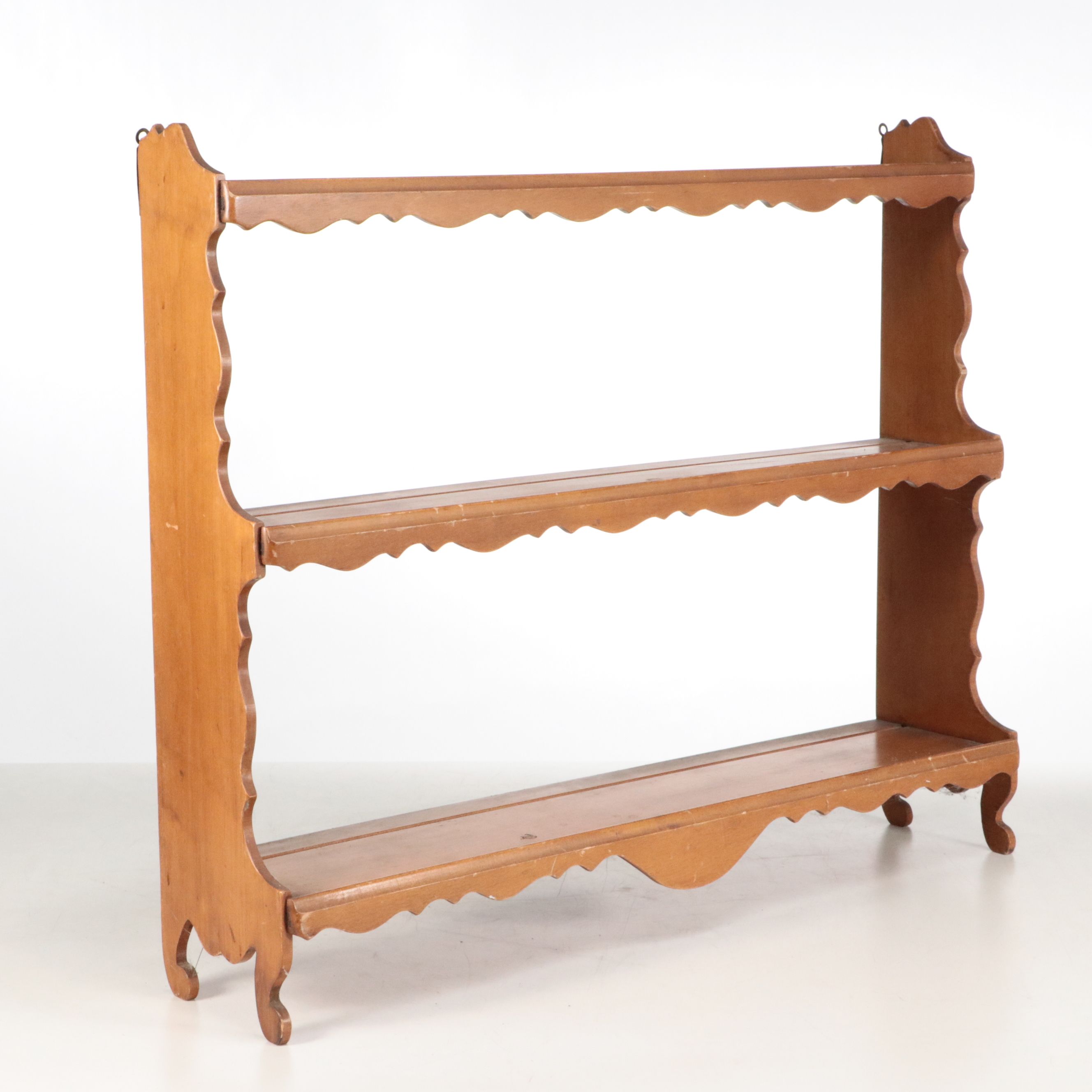 Victorian Style Plate Display Wooden Wall Shelf with Handled Sewing Box