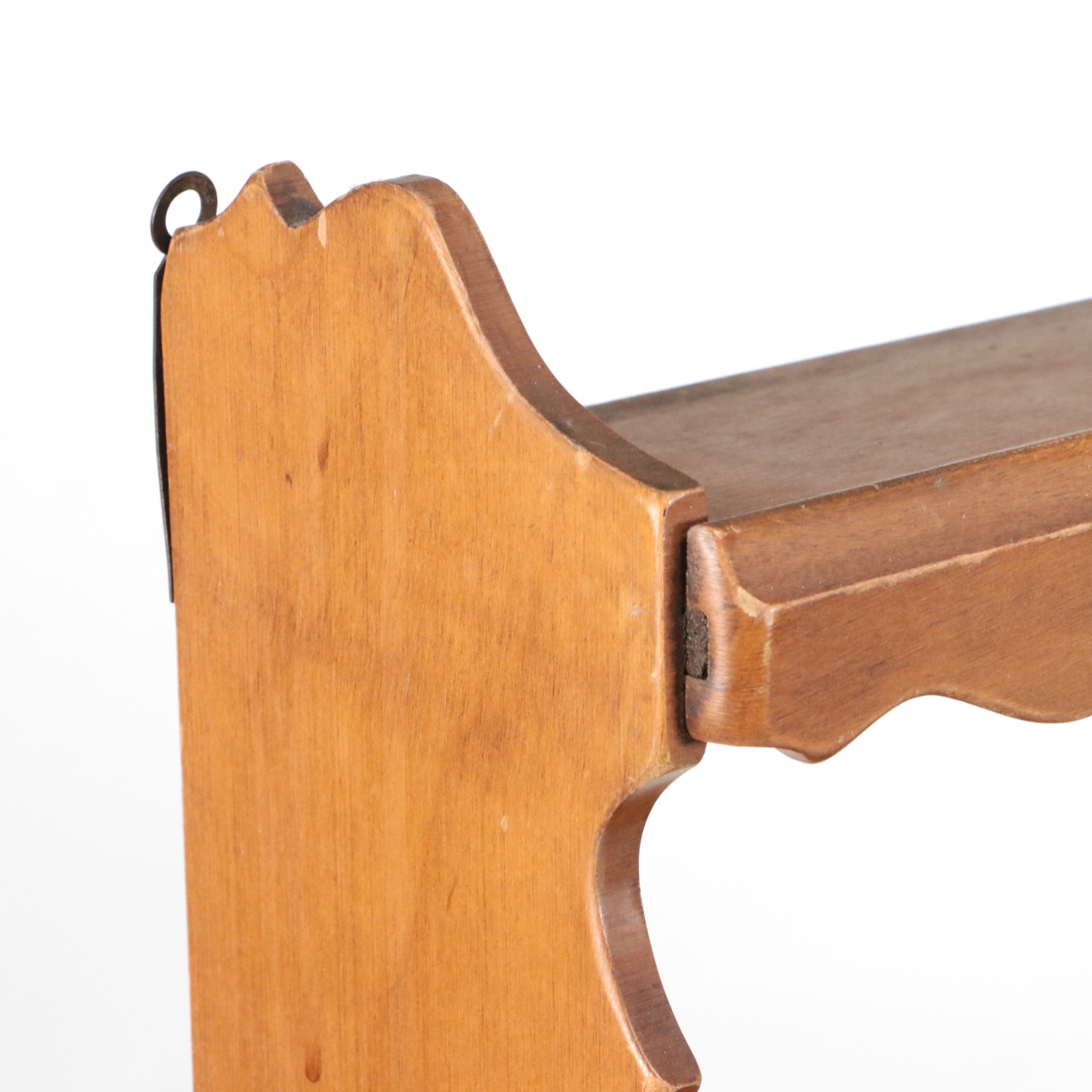 Victorian Style Plate Display Wooden Wall Shelf with Handled Sewing Box