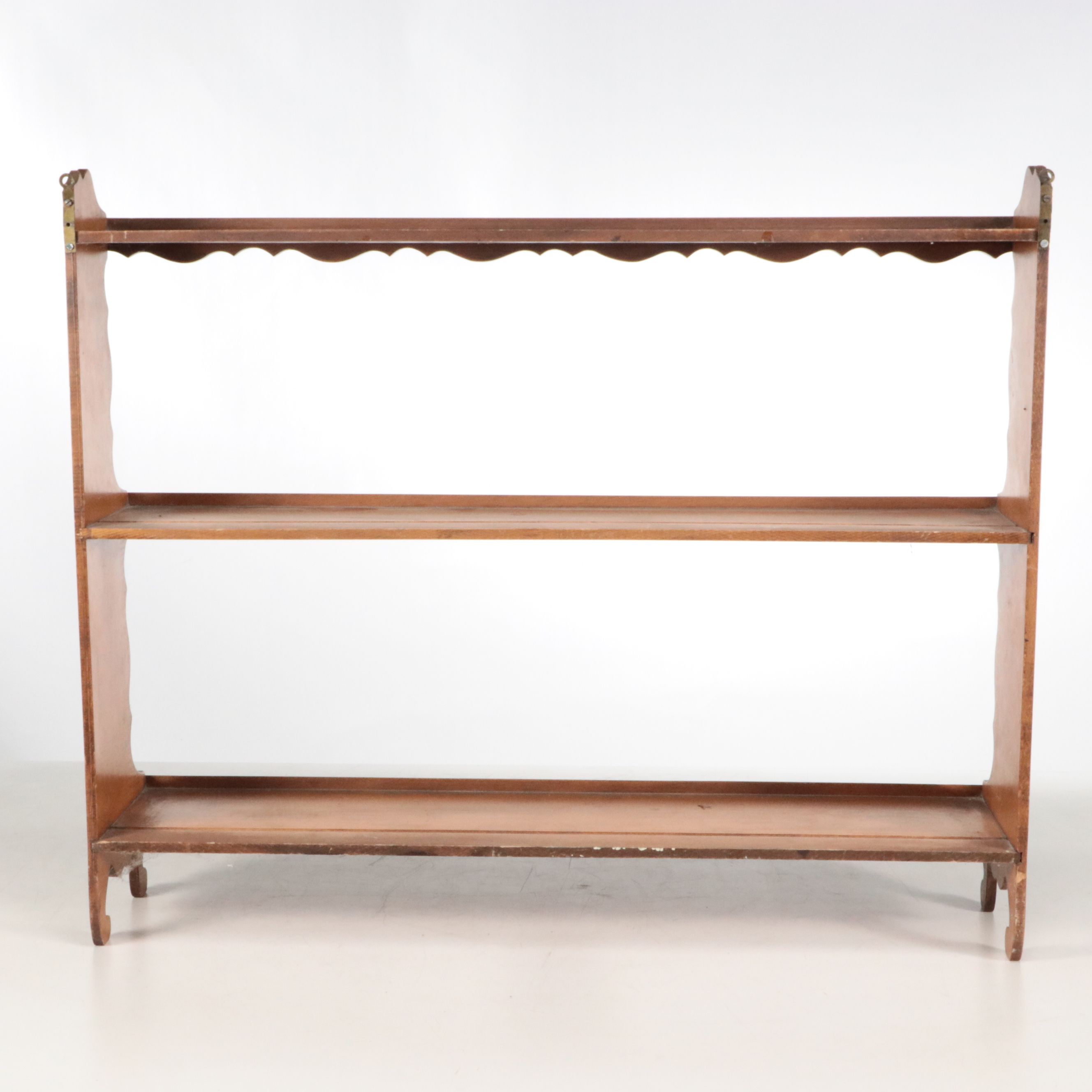 Victorian Style Plate Display Wooden Wall Shelf with Handled Sewing Box