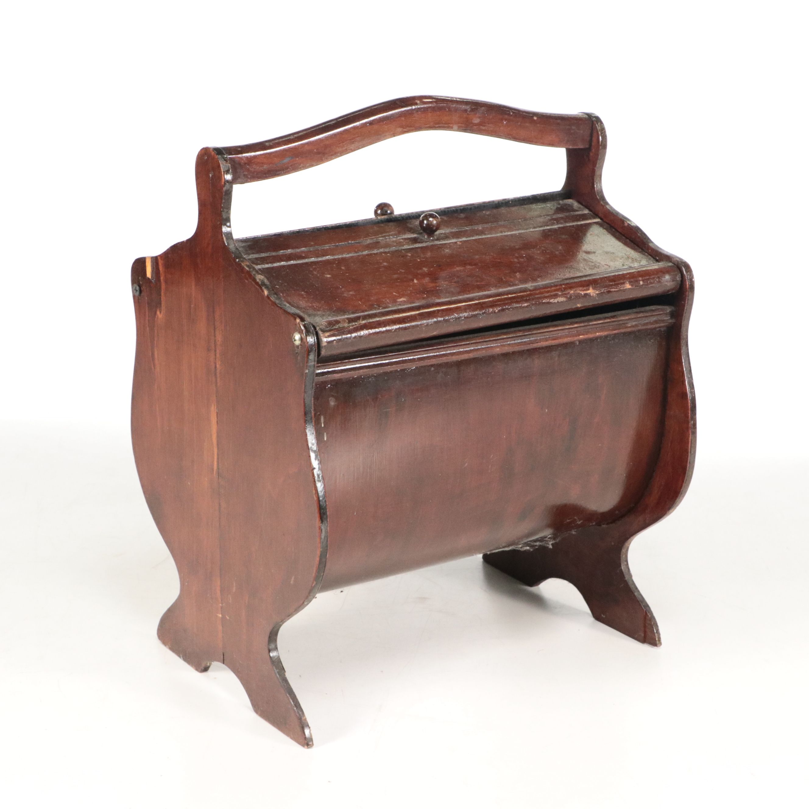 Victorian Style Plate Display Wooden Wall Shelf with Handled Sewing Box