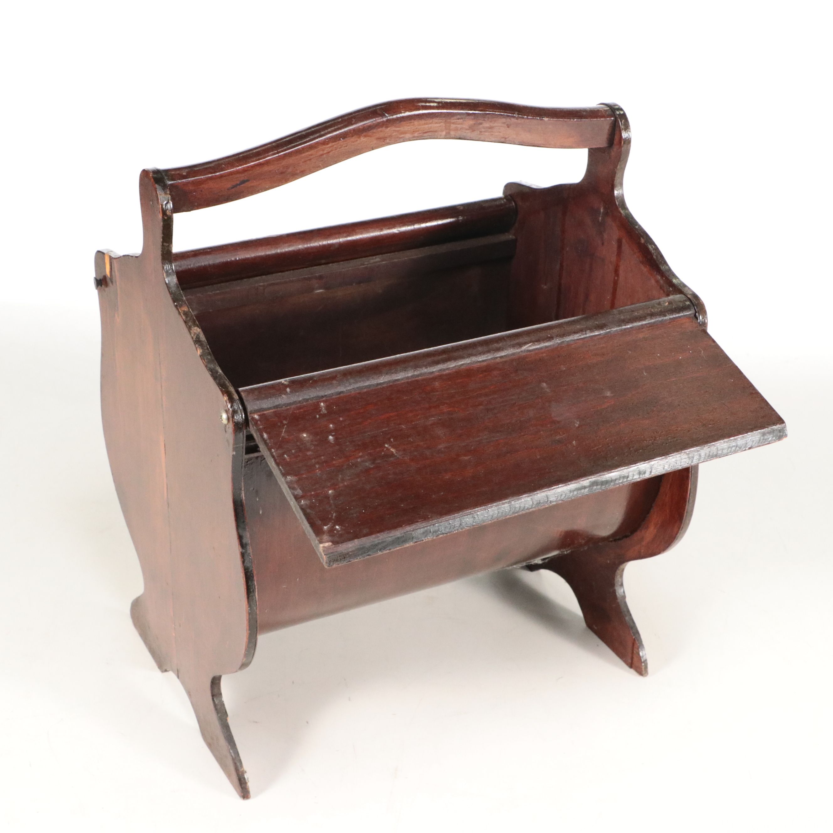 Victorian Style Plate Display Wooden Wall Shelf with Handled Sewing Box