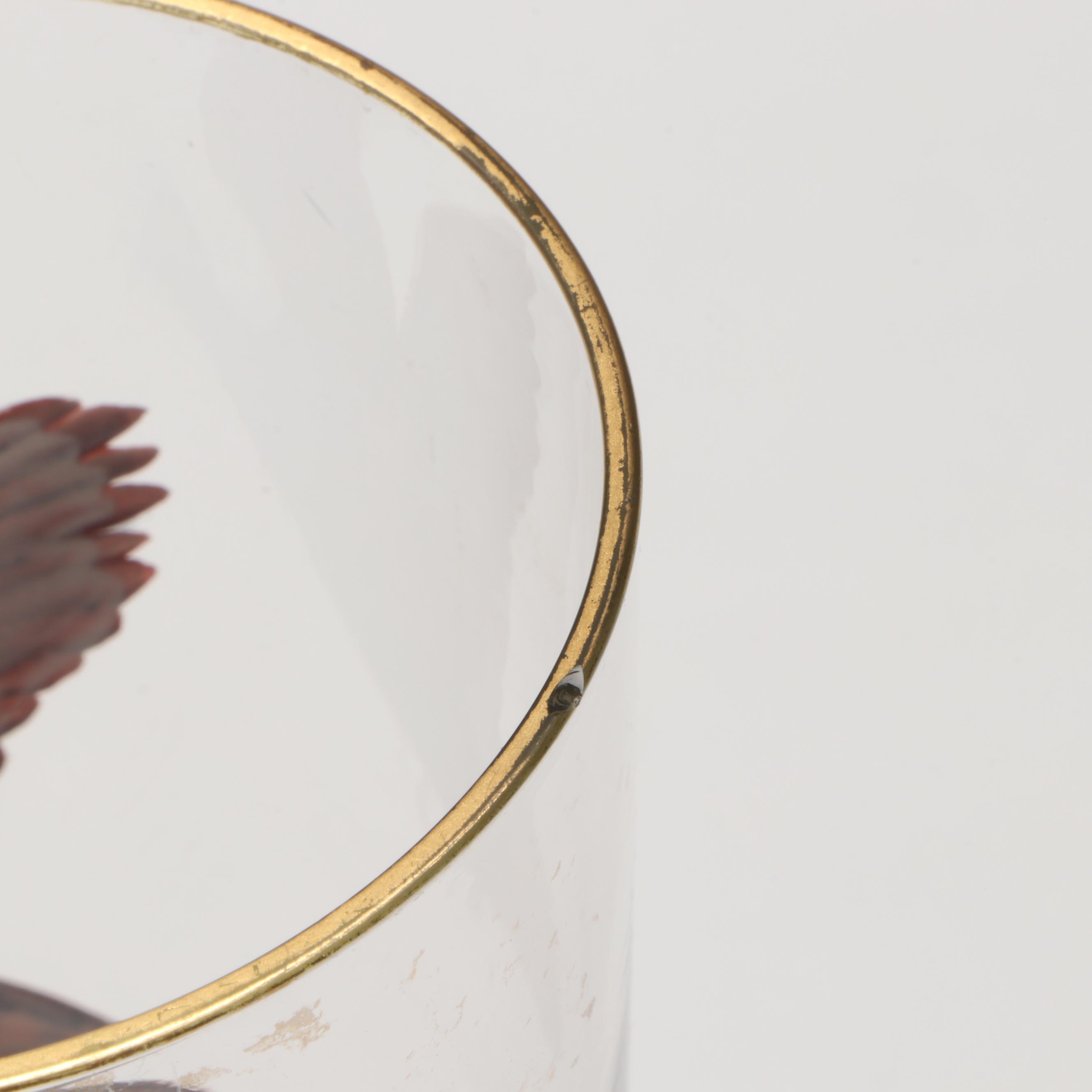 Game Bird Gilt Highball Glasses, Mid-20th Century