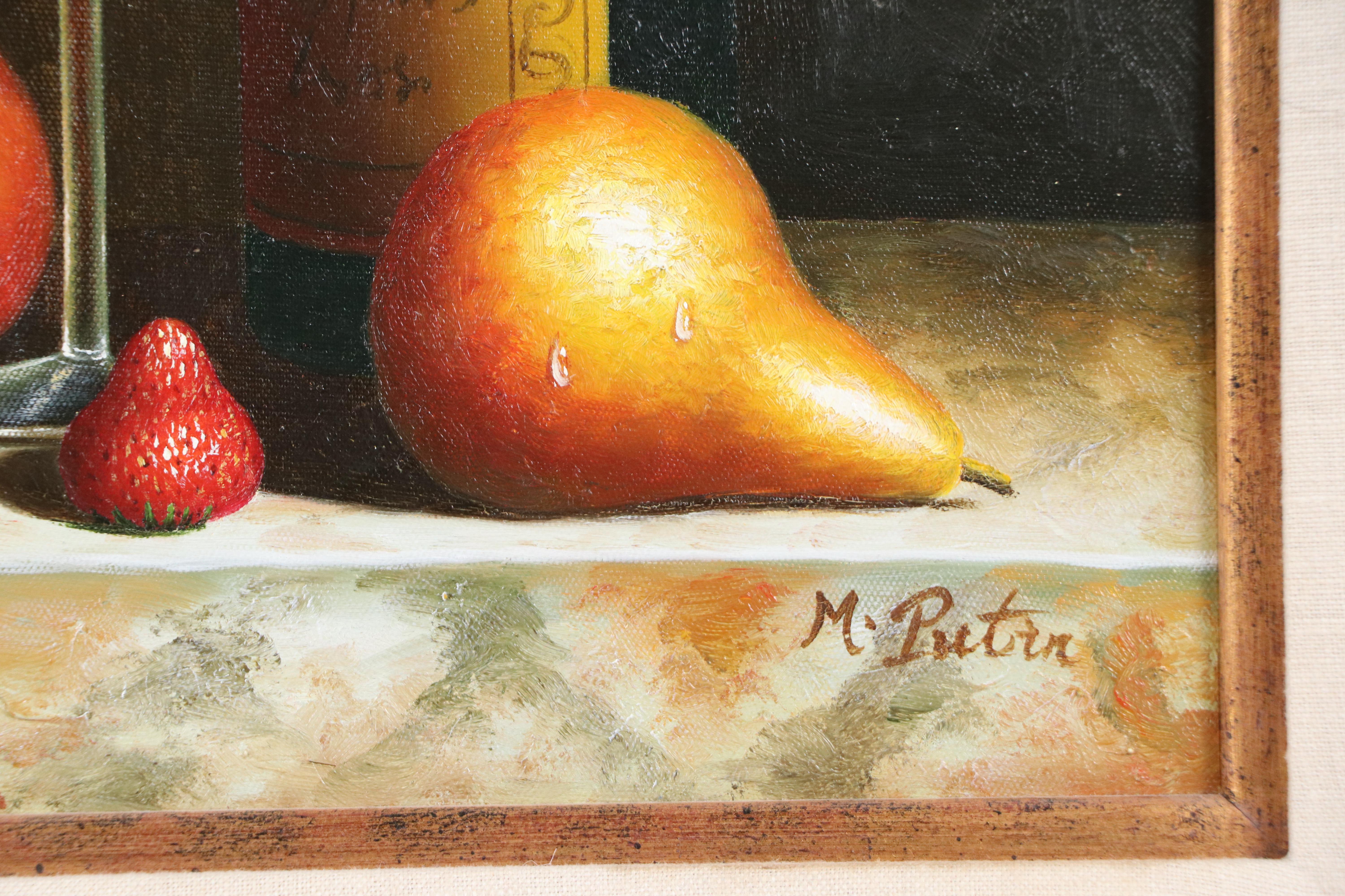 Mary Putin Still Life Oil Painting with Wine and Fruit, 2006