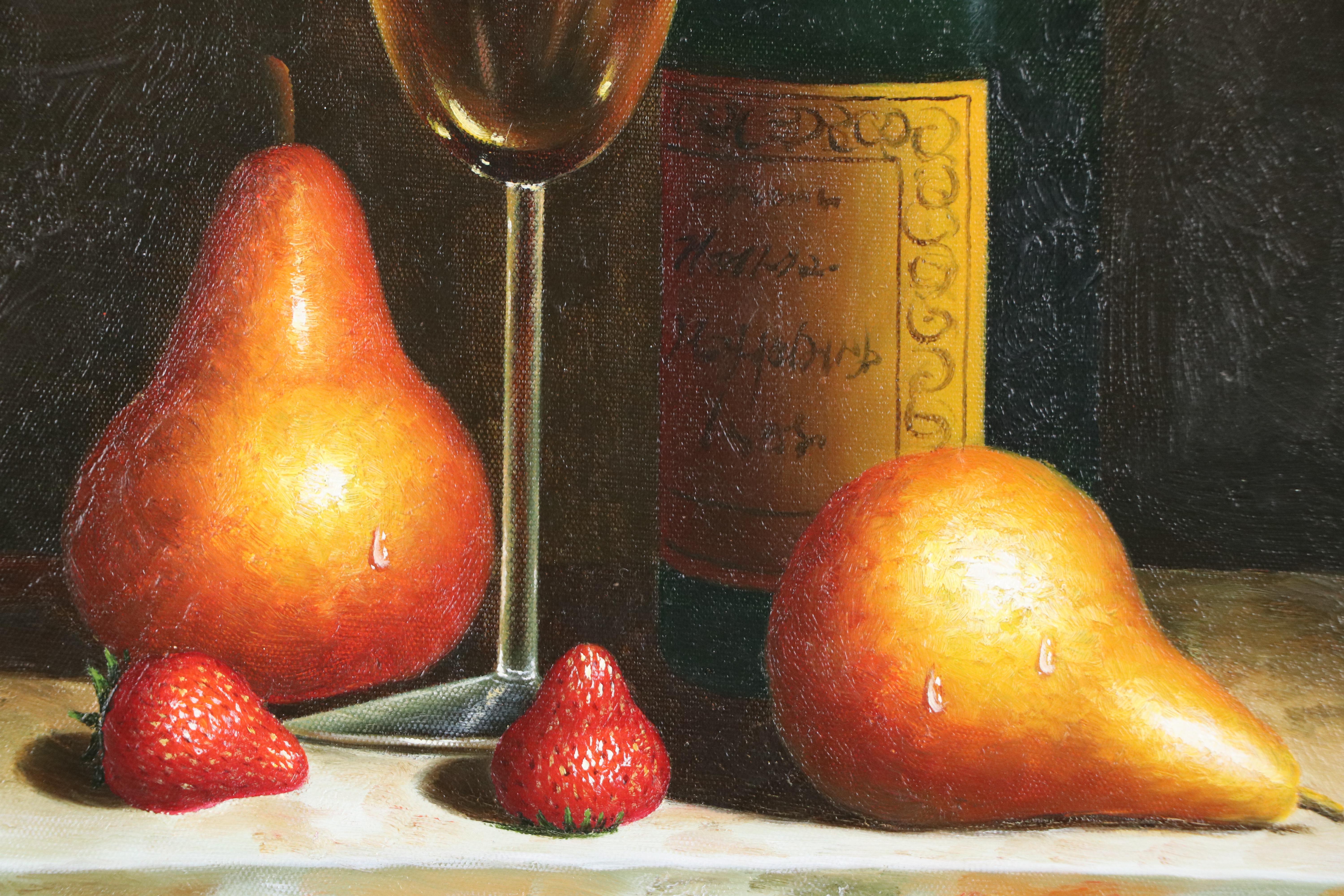 Mary Putin Still Life Oil Painting with Wine and Fruit, 2006