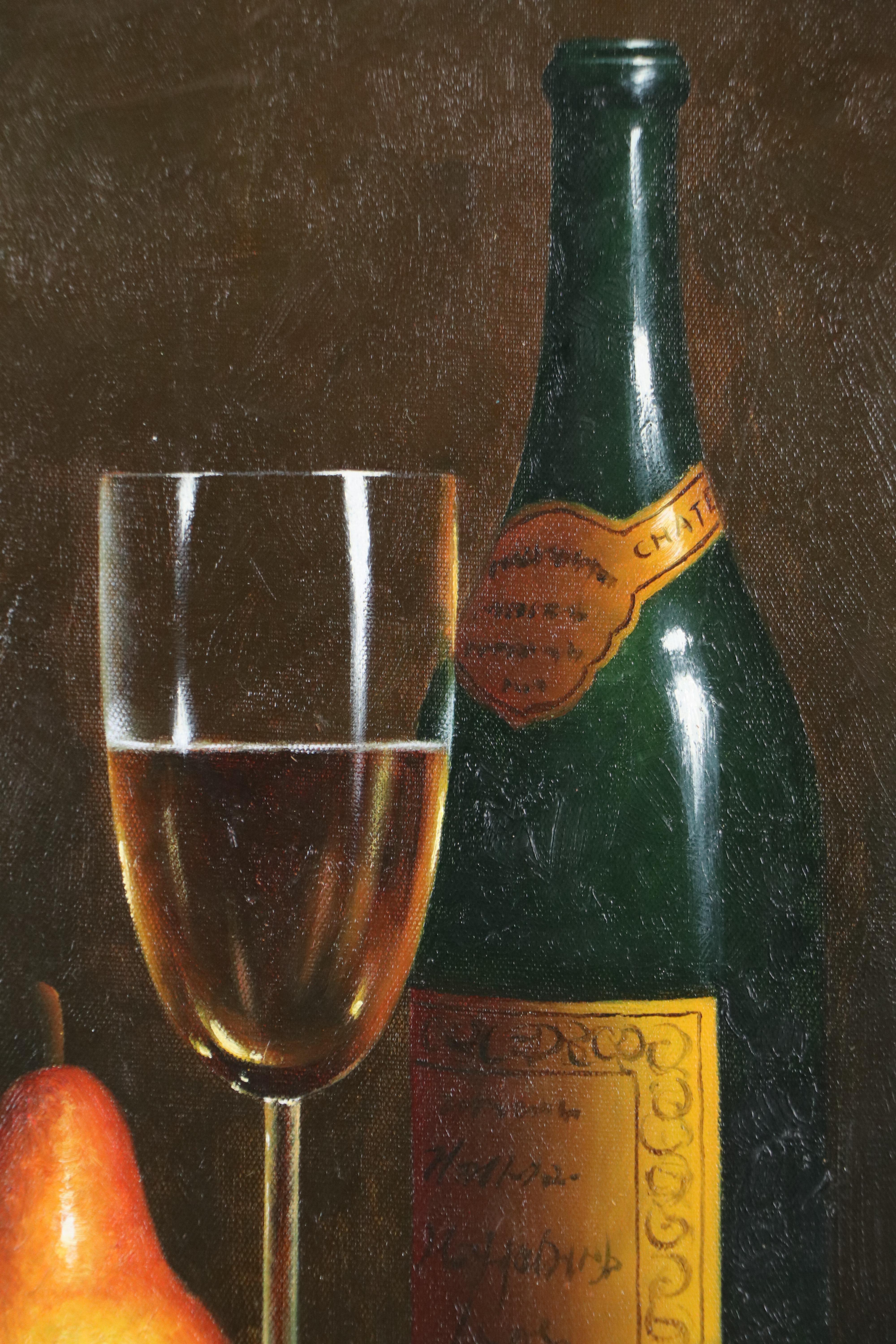 Mary Putin Still Life Oil Painting with Wine and Fruit, 2006