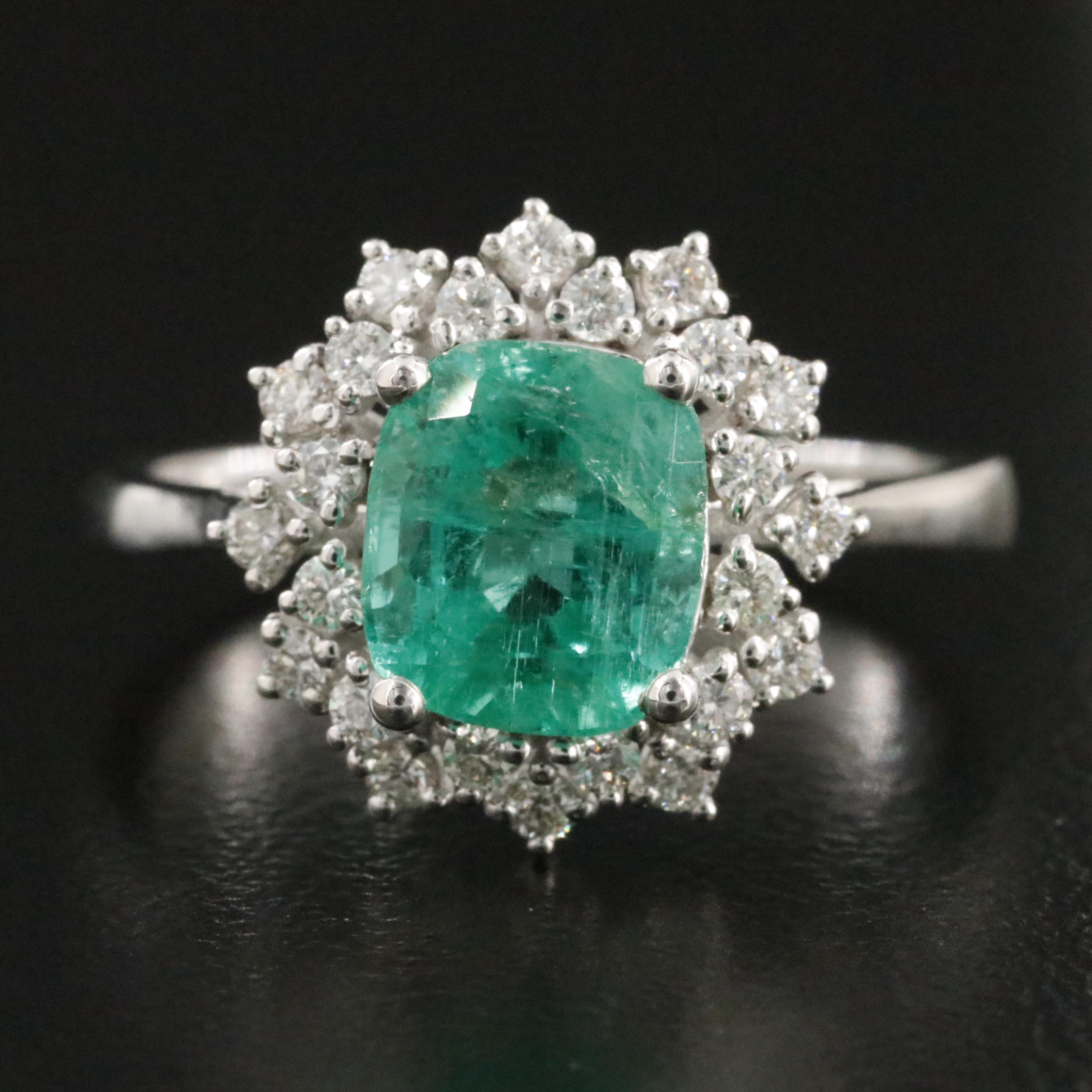 18K 1.60 CT Emerald and Diamond Ring