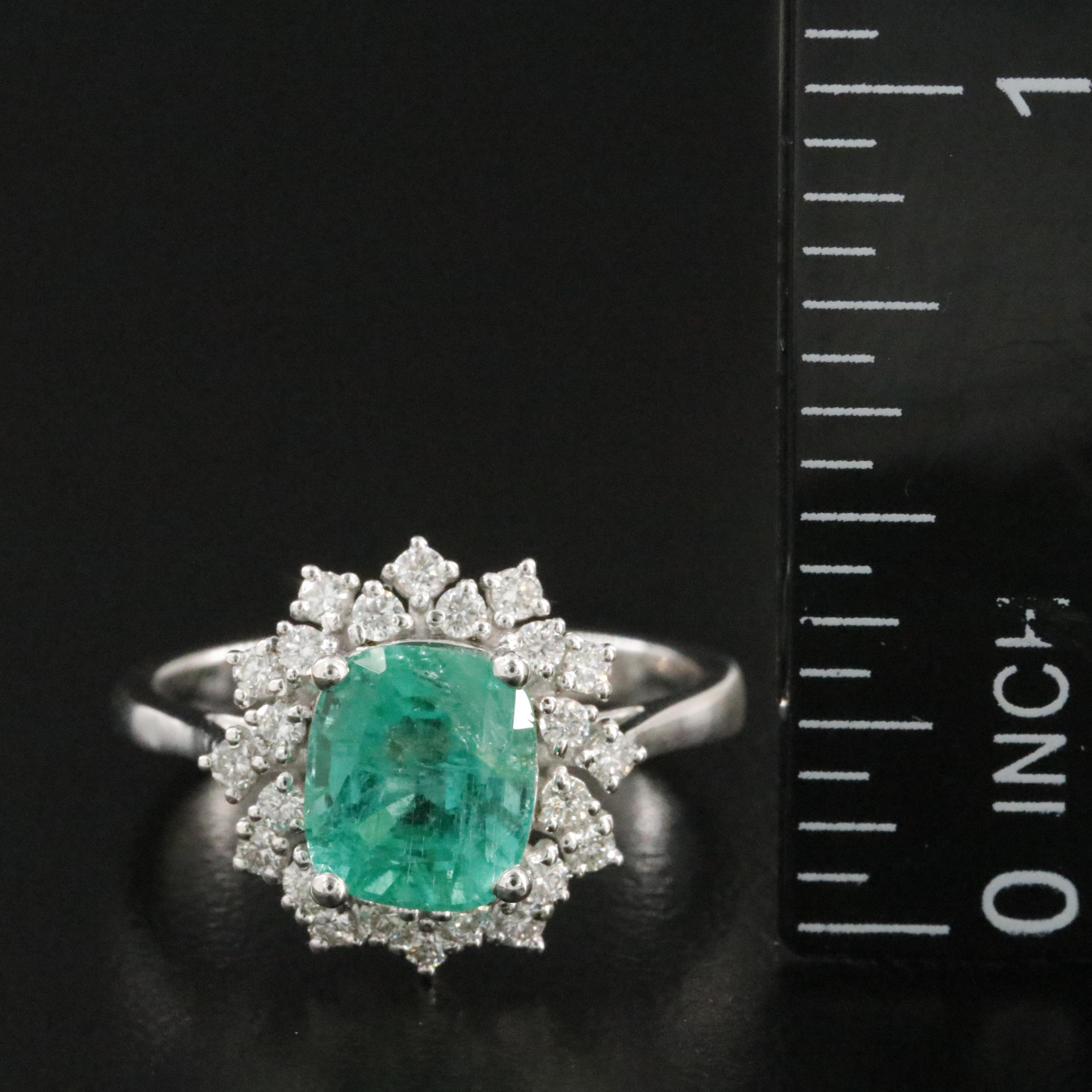 18K 1.60 CT Emerald and Diamond Ring