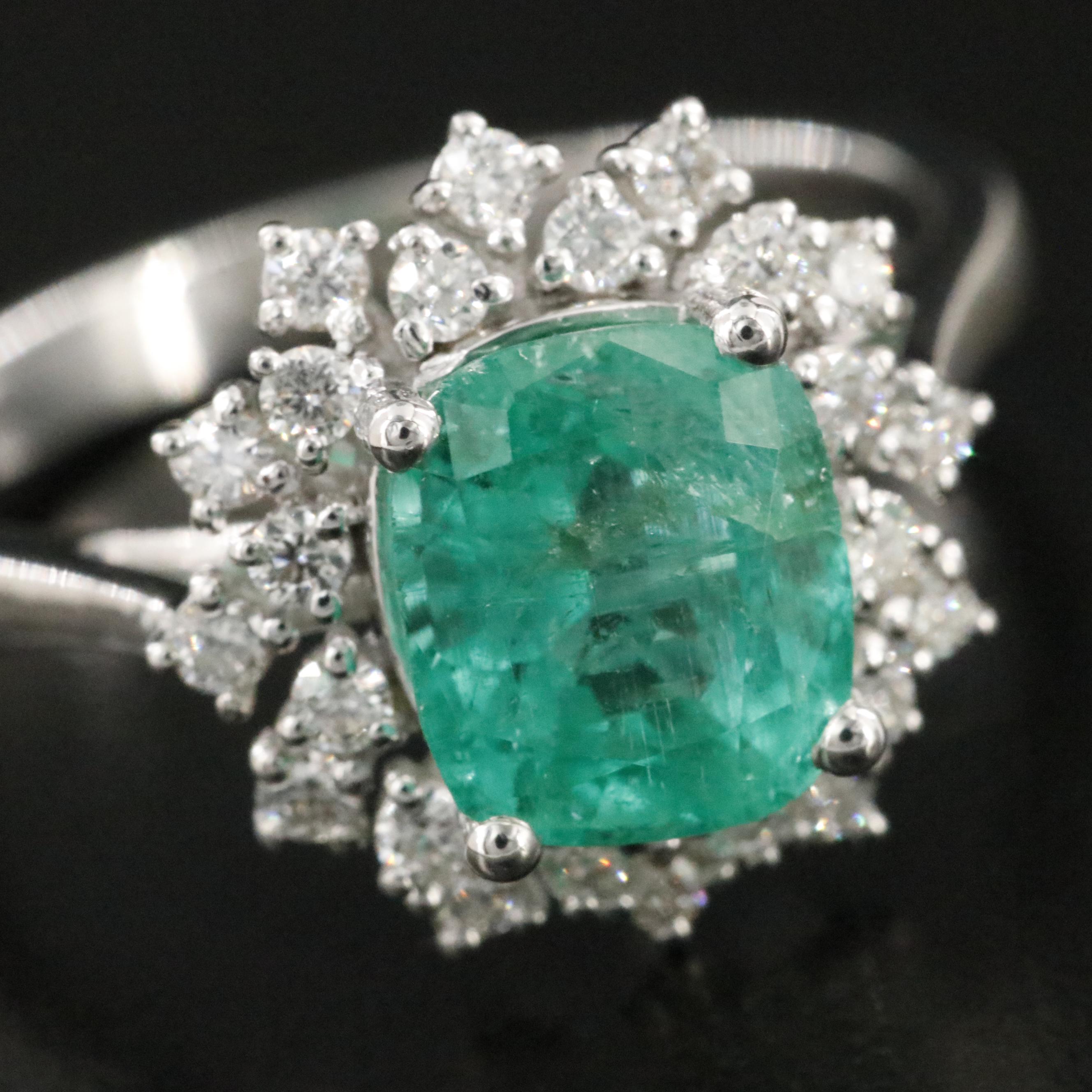 18K 1.60 CT Emerald and Diamond Ring