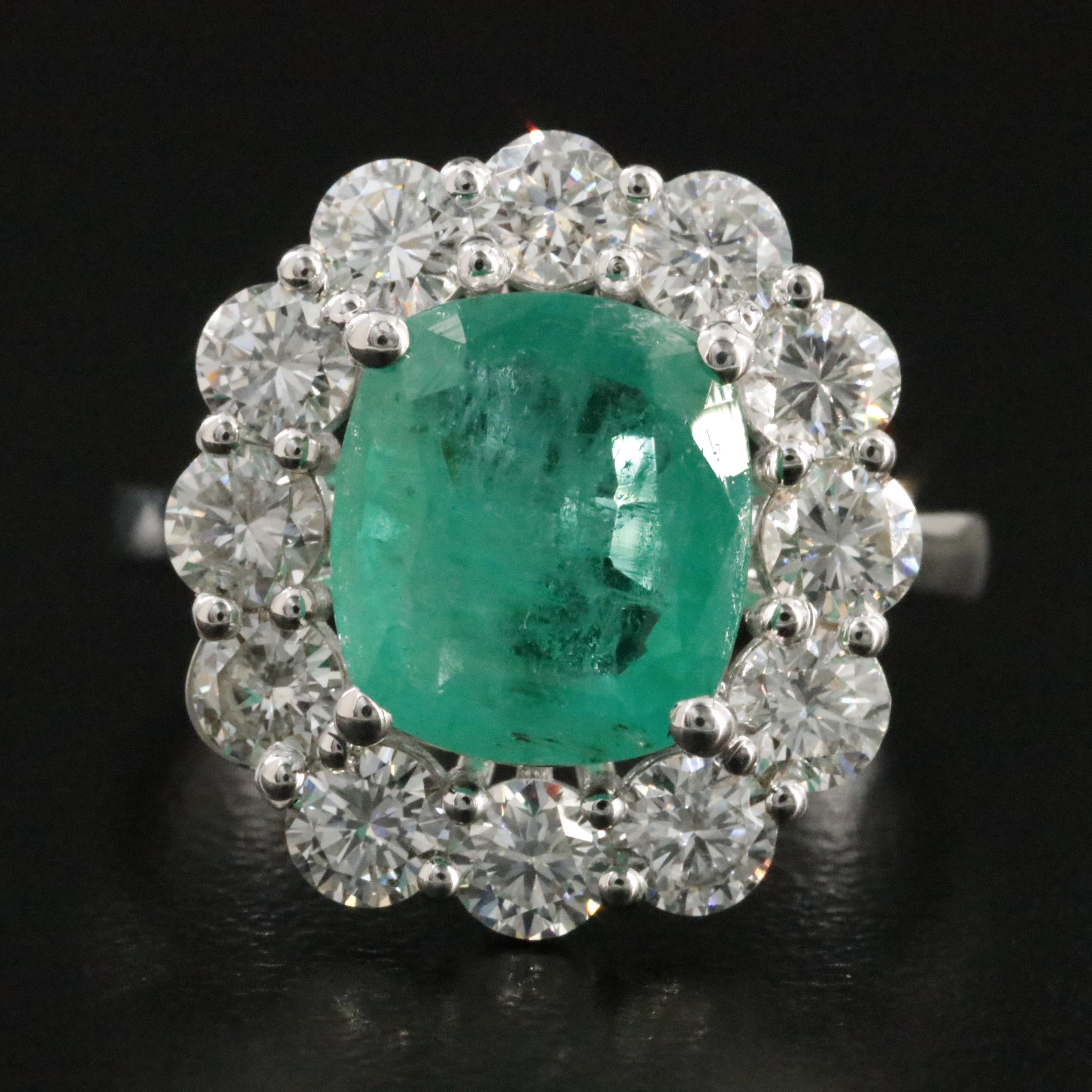 18K 2.55 CT Emerald and 1.72 CTW Diamond Ring
