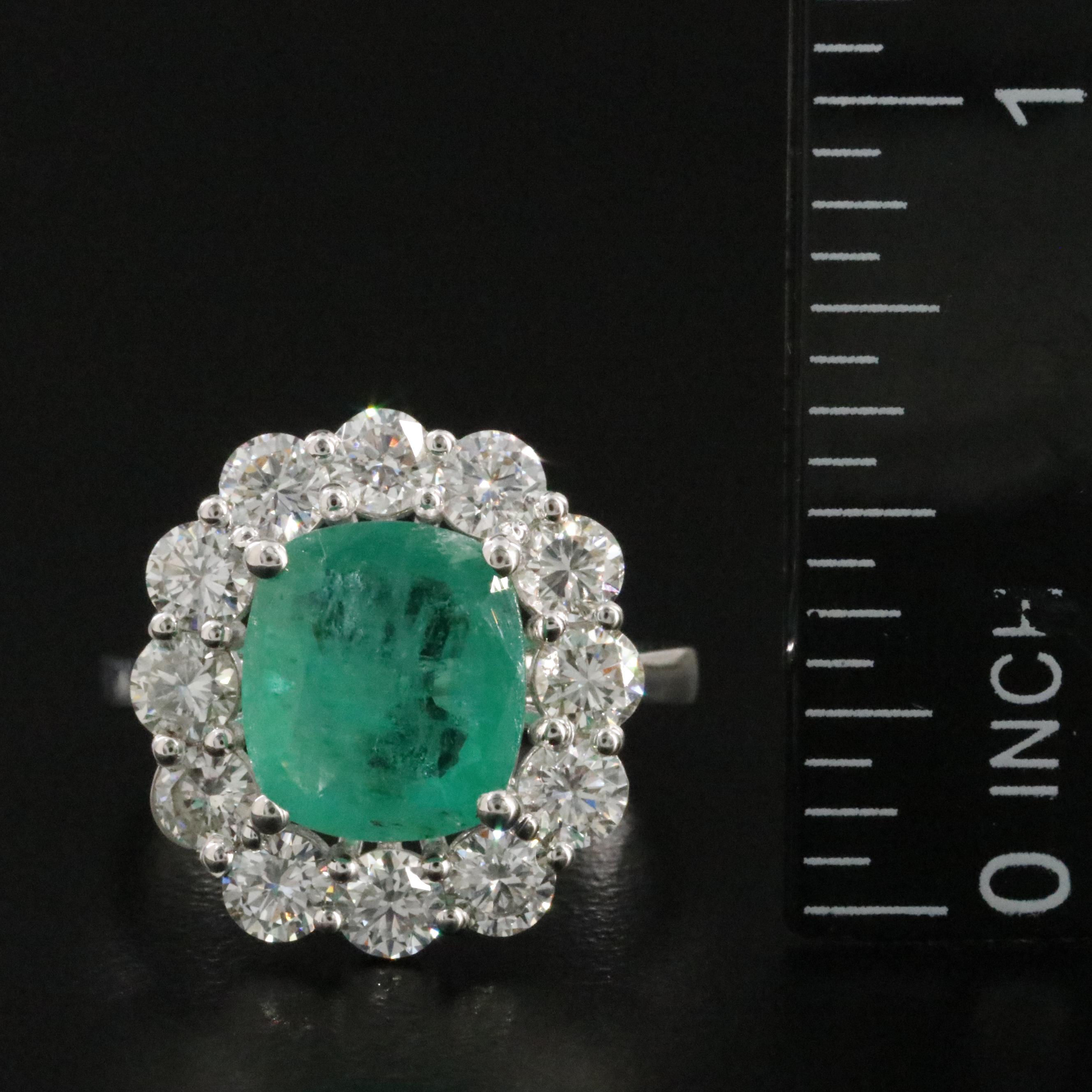 18K 2.55 CT Emerald and 1.72 CTW Diamond Ring