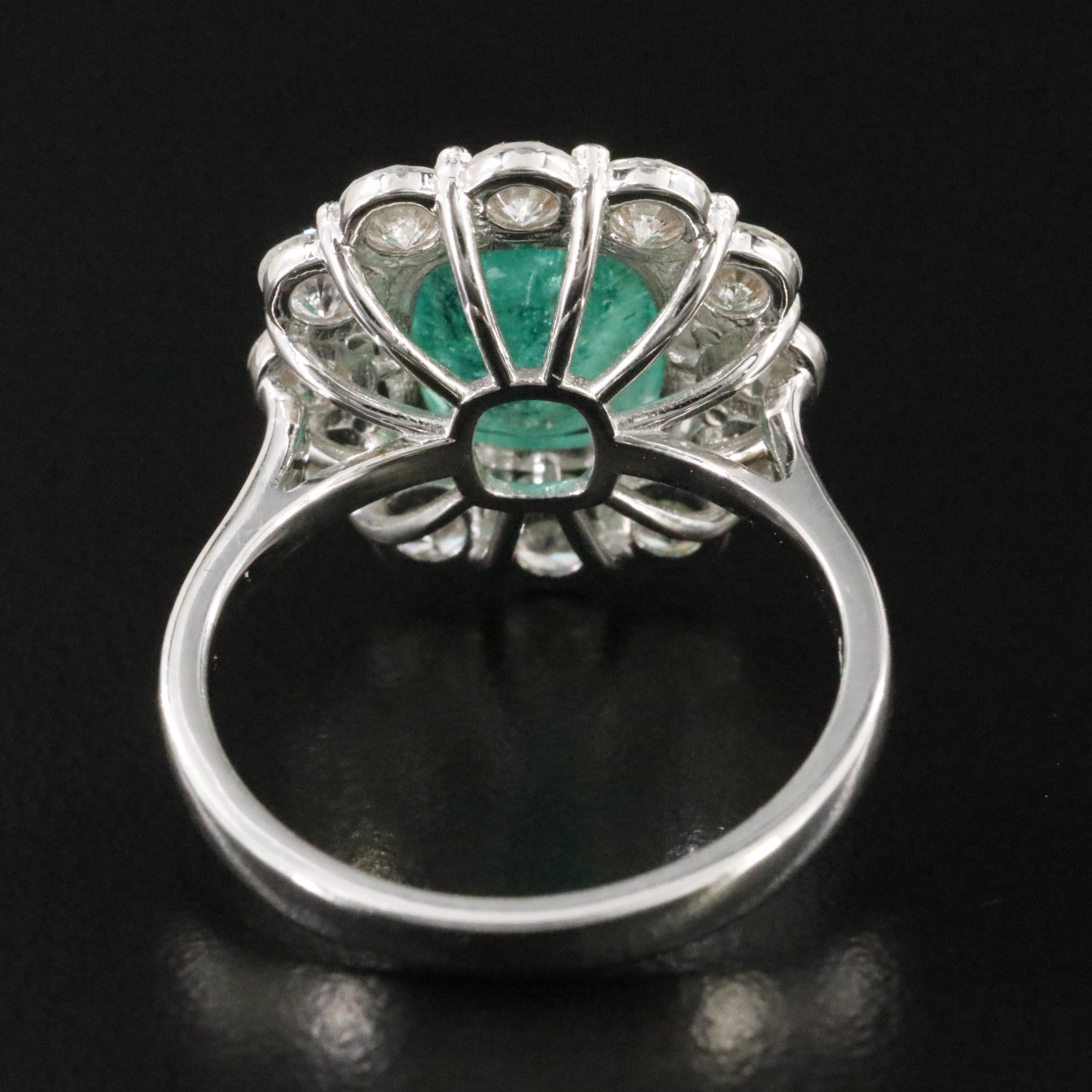 18K 2.55 CT Emerald and 1.72 CTW Diamond Ring