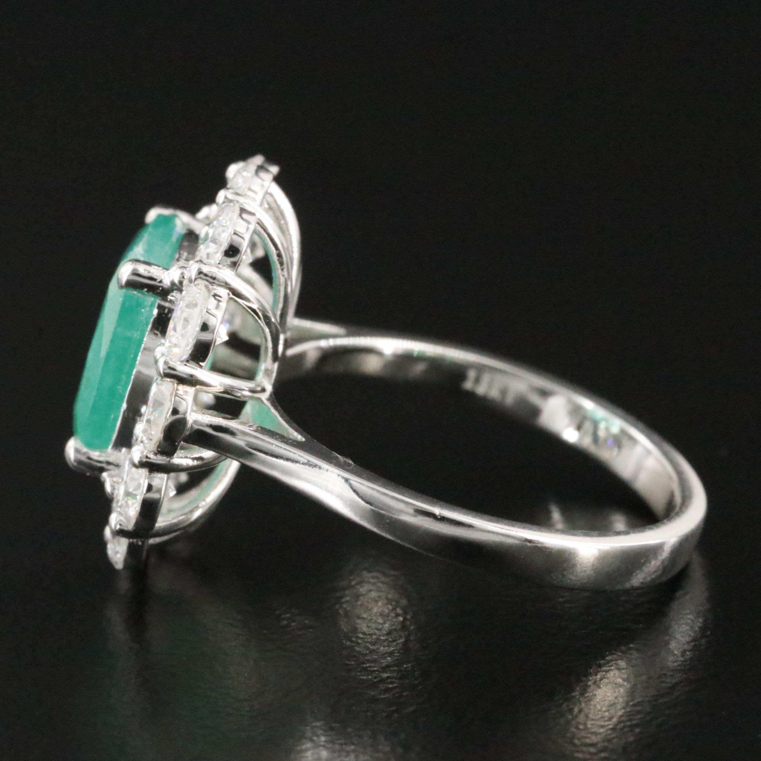 18K 2.55 CT Emerald and 1.72 CTW Diamond Ring