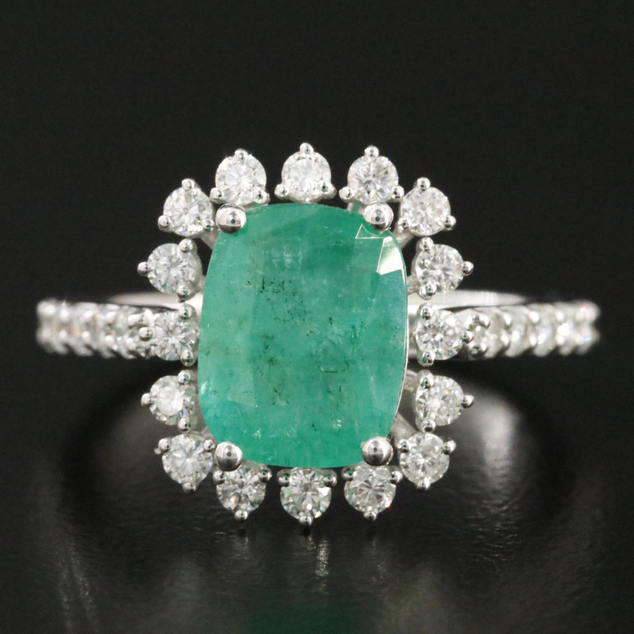 18K 1.99 CT Emerald and Diamond Ring