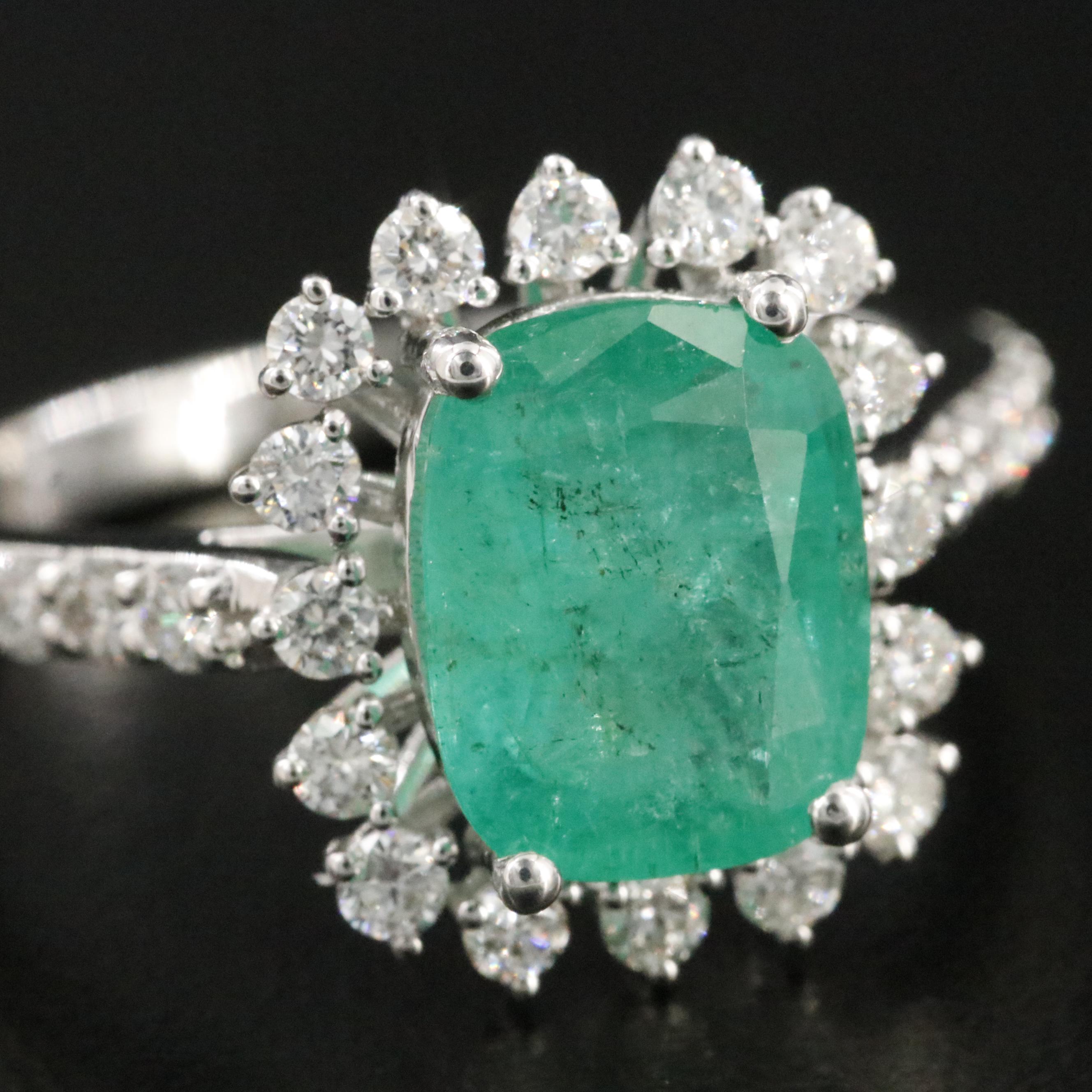 18K 1.99 CT Emerald and Diamond Ring