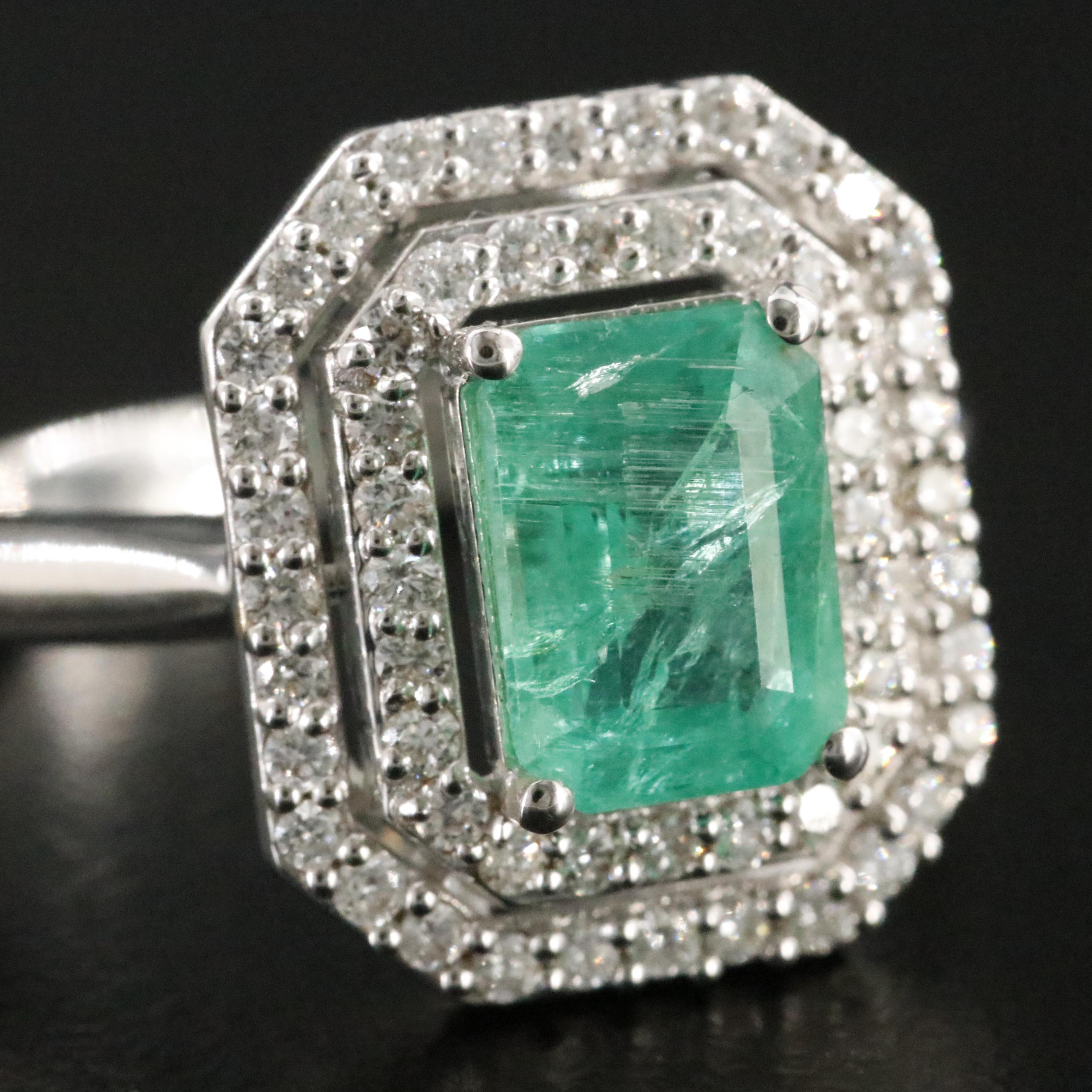 18K 1.34 CTW Emerald and Diamond Ring