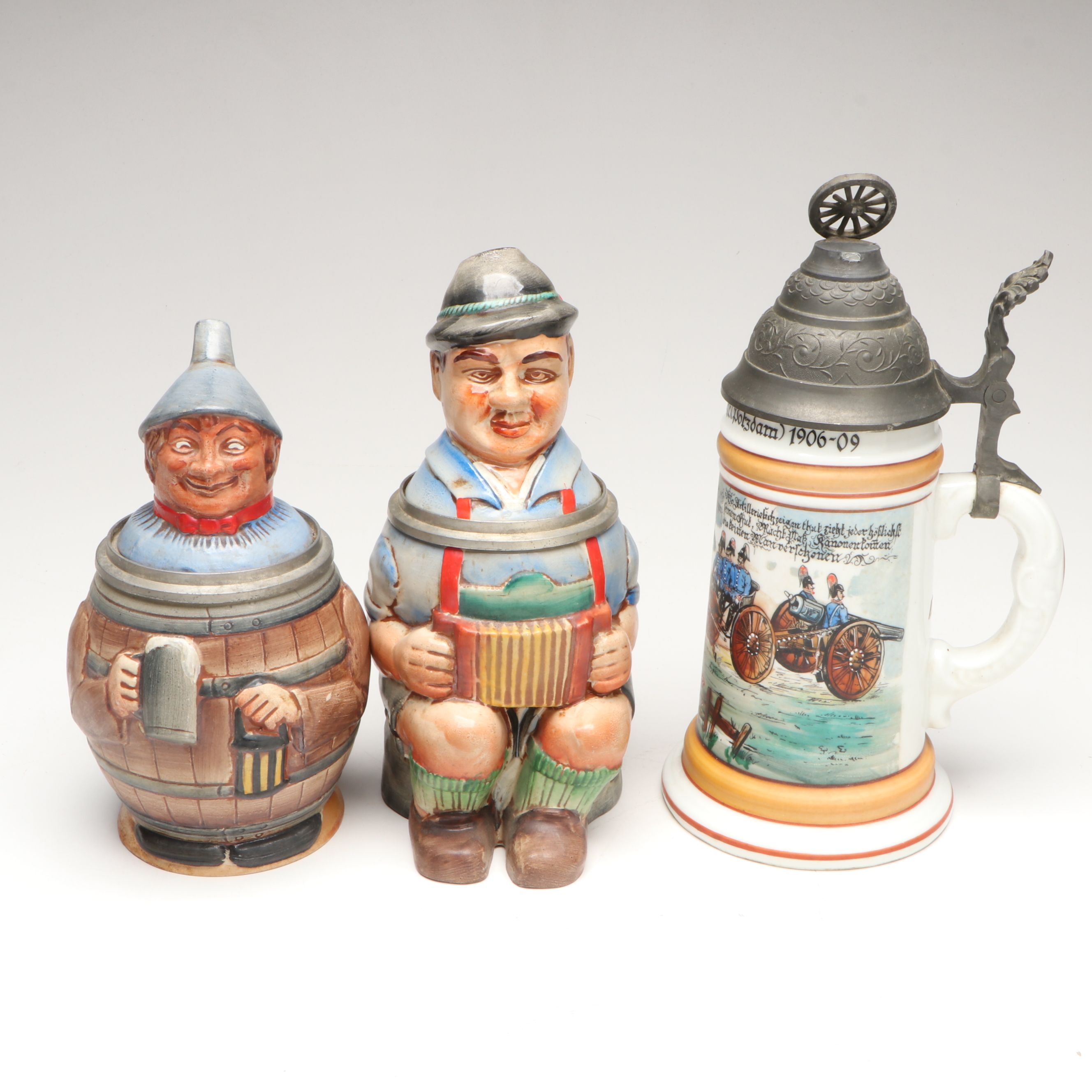 Goebel Figural Ceramic Steins with Other Hand-Painted German Regimental Stein