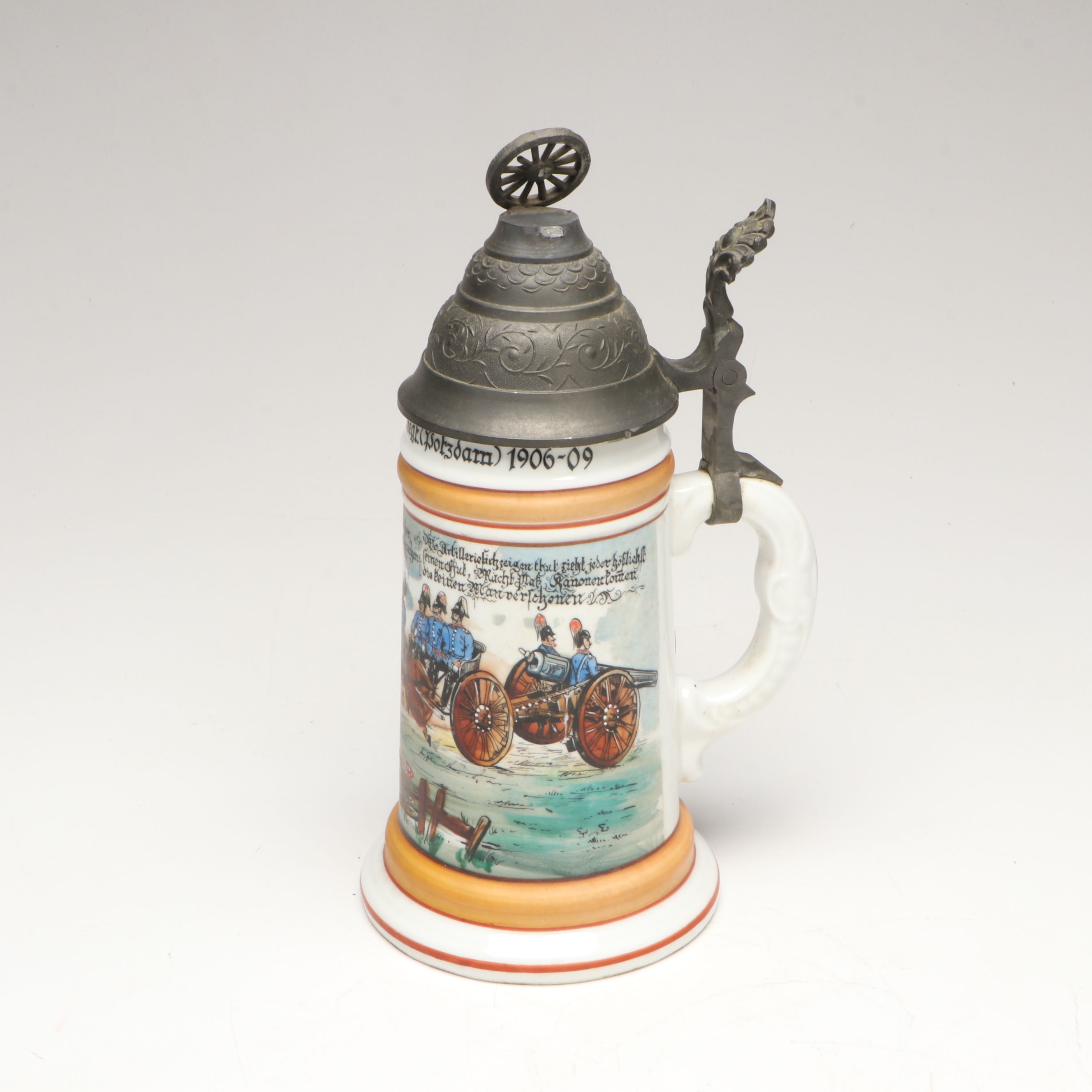 Goebel Figural Ceramic Steins with Other Hand-Painted German Regimental Stein