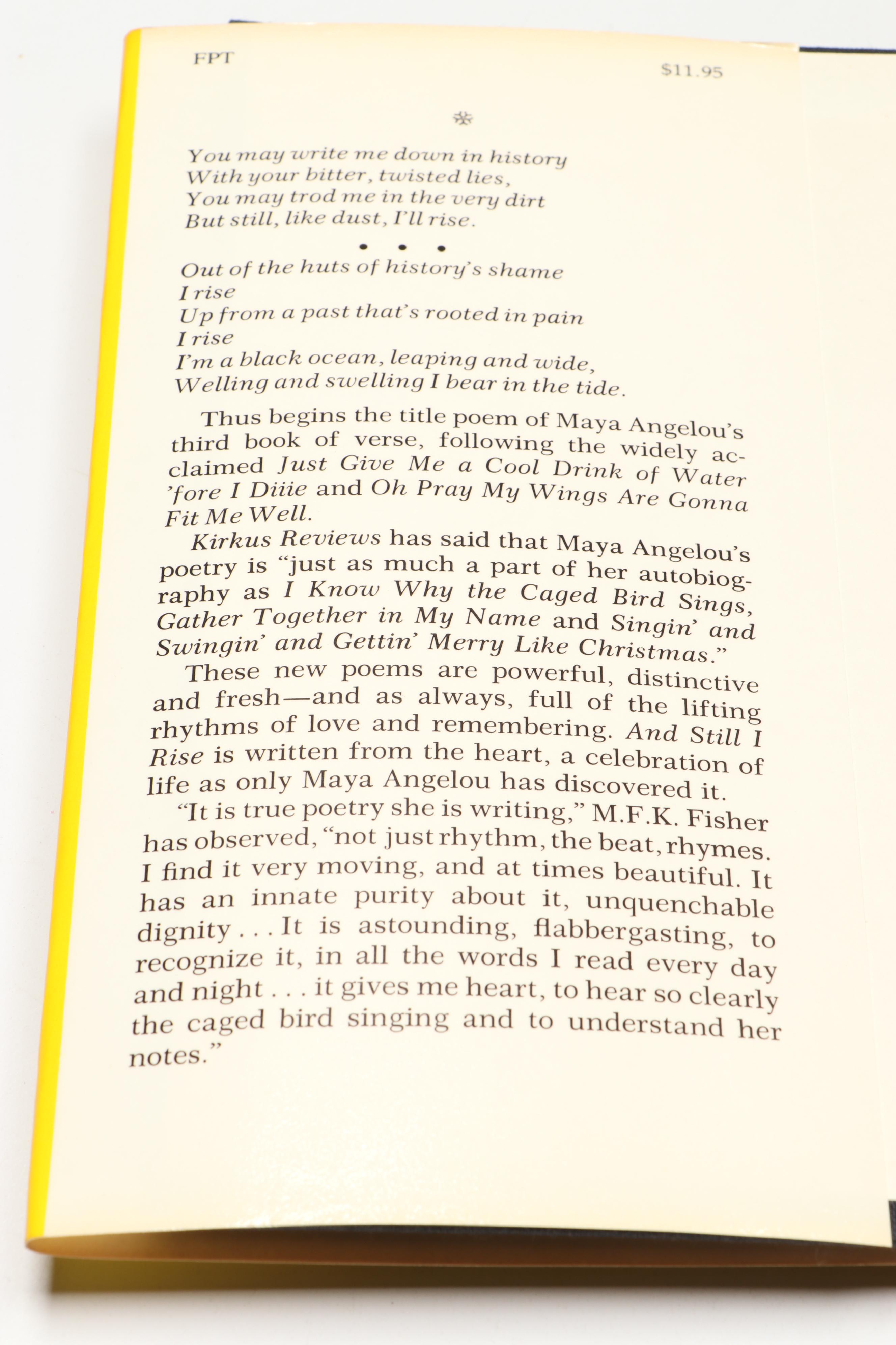Early Printing "And Still I Rise" by Maya Angelou, 1978