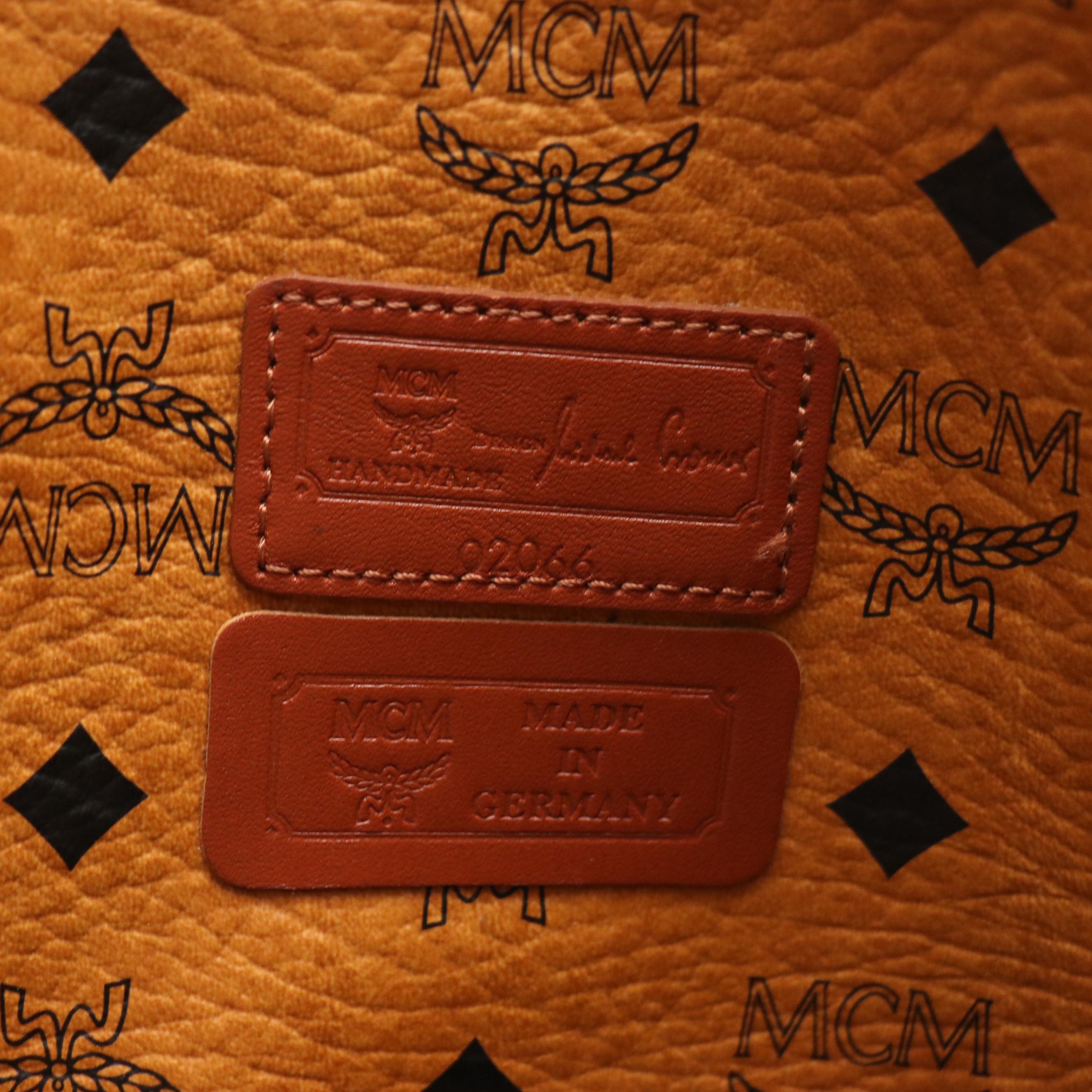 MCM Long Handle Zip Tote in Cognac Visetos Canvas