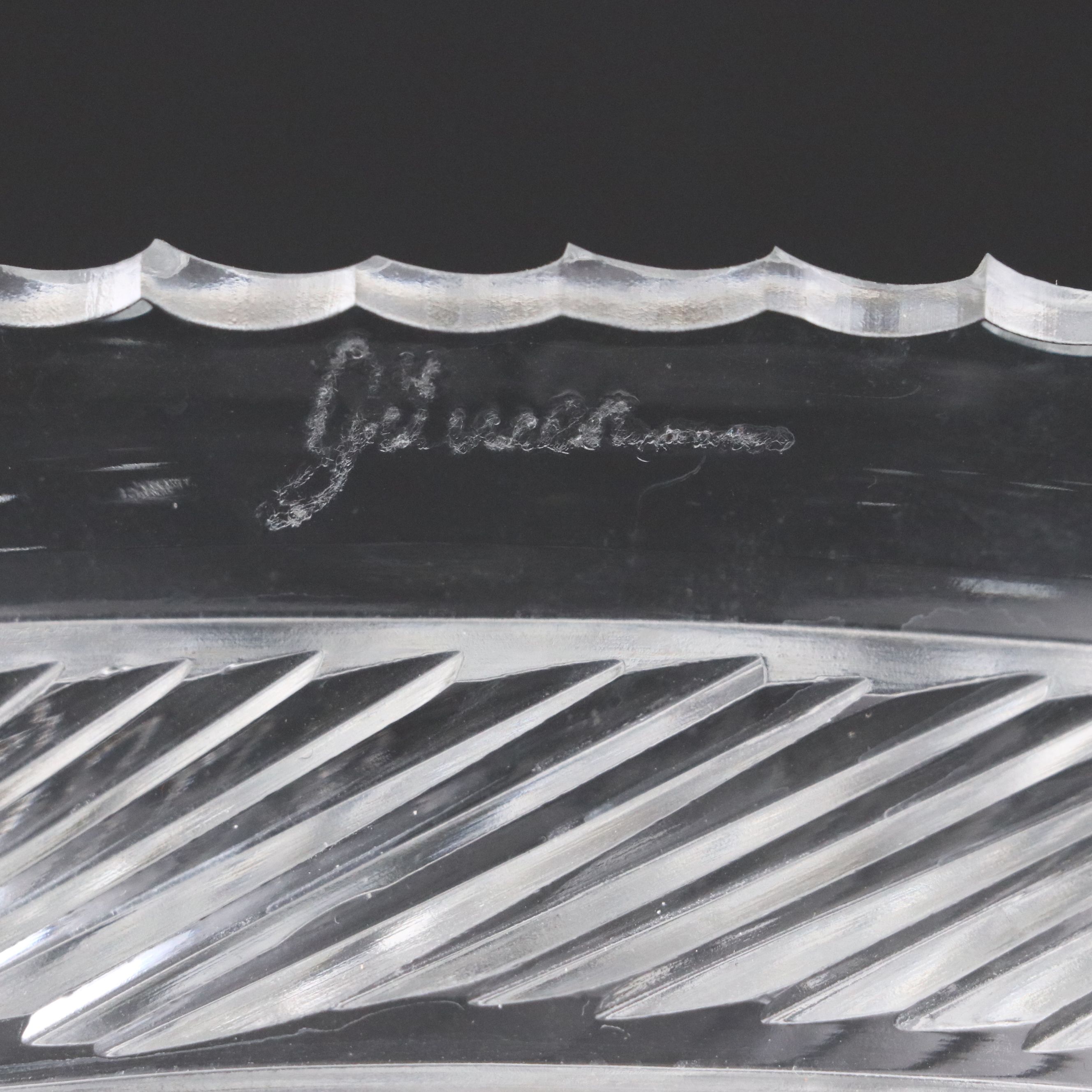 Yasemin Cut Glass Hobstar Pedestal Centerpiece Bowl, Late 20th Century