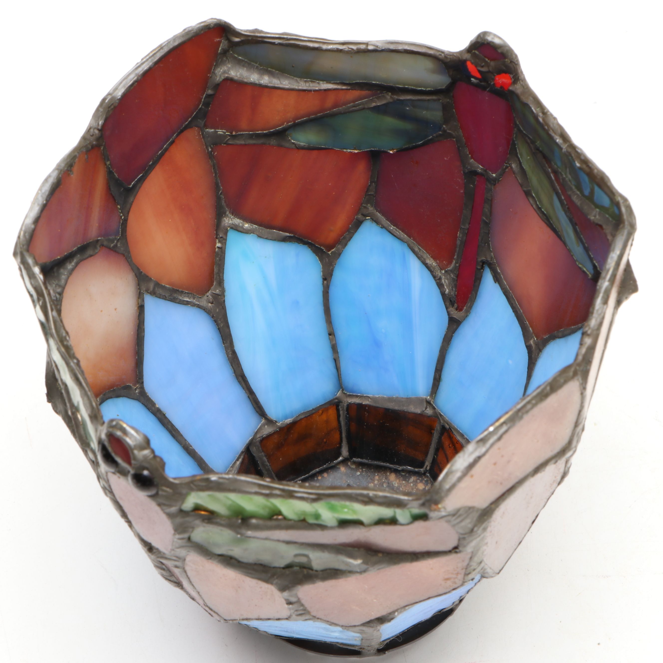 Leaded Slag Glass Dragonfly Accent Lamp