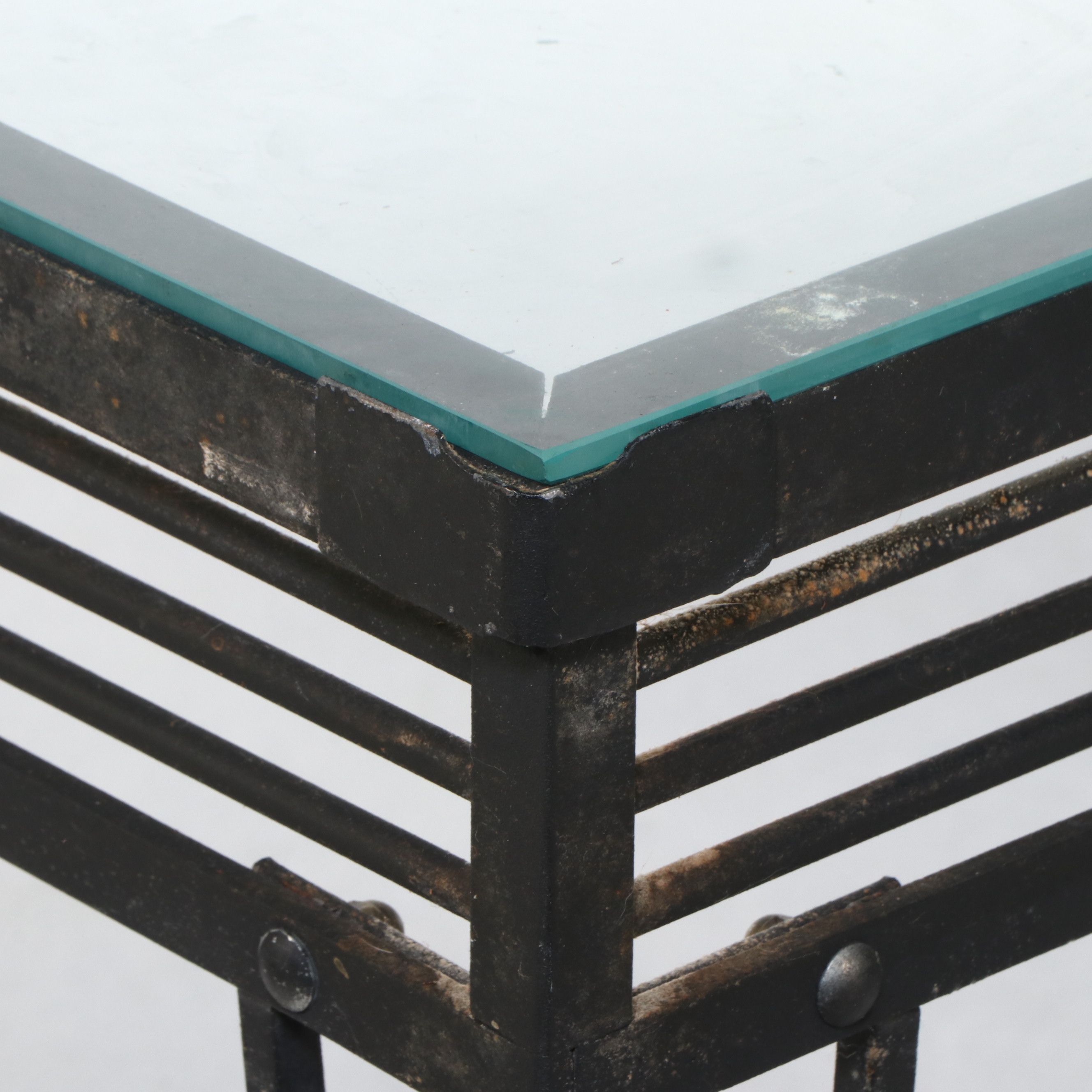 Iron and Glass Five-Piece Patio Dining Set, Mid-20th Century