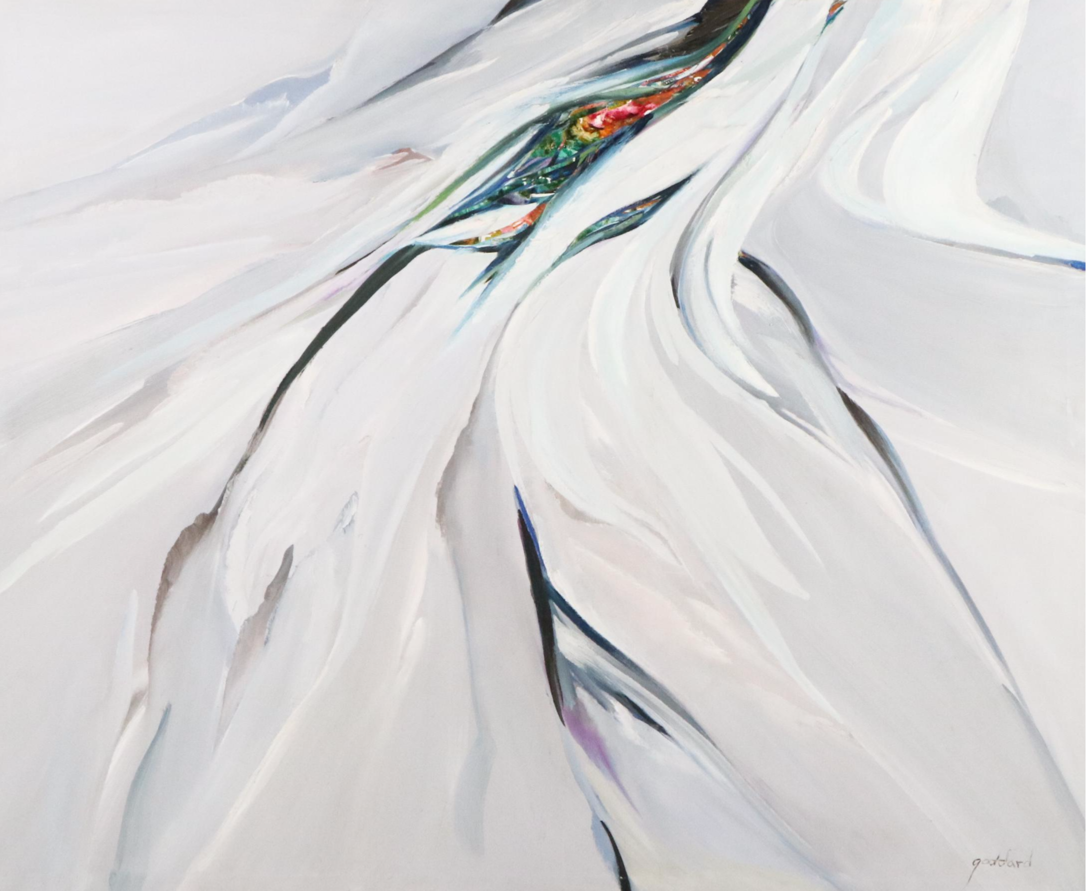 Goddard Abstract Floral Oil Painting, Late 20th or 21st Century