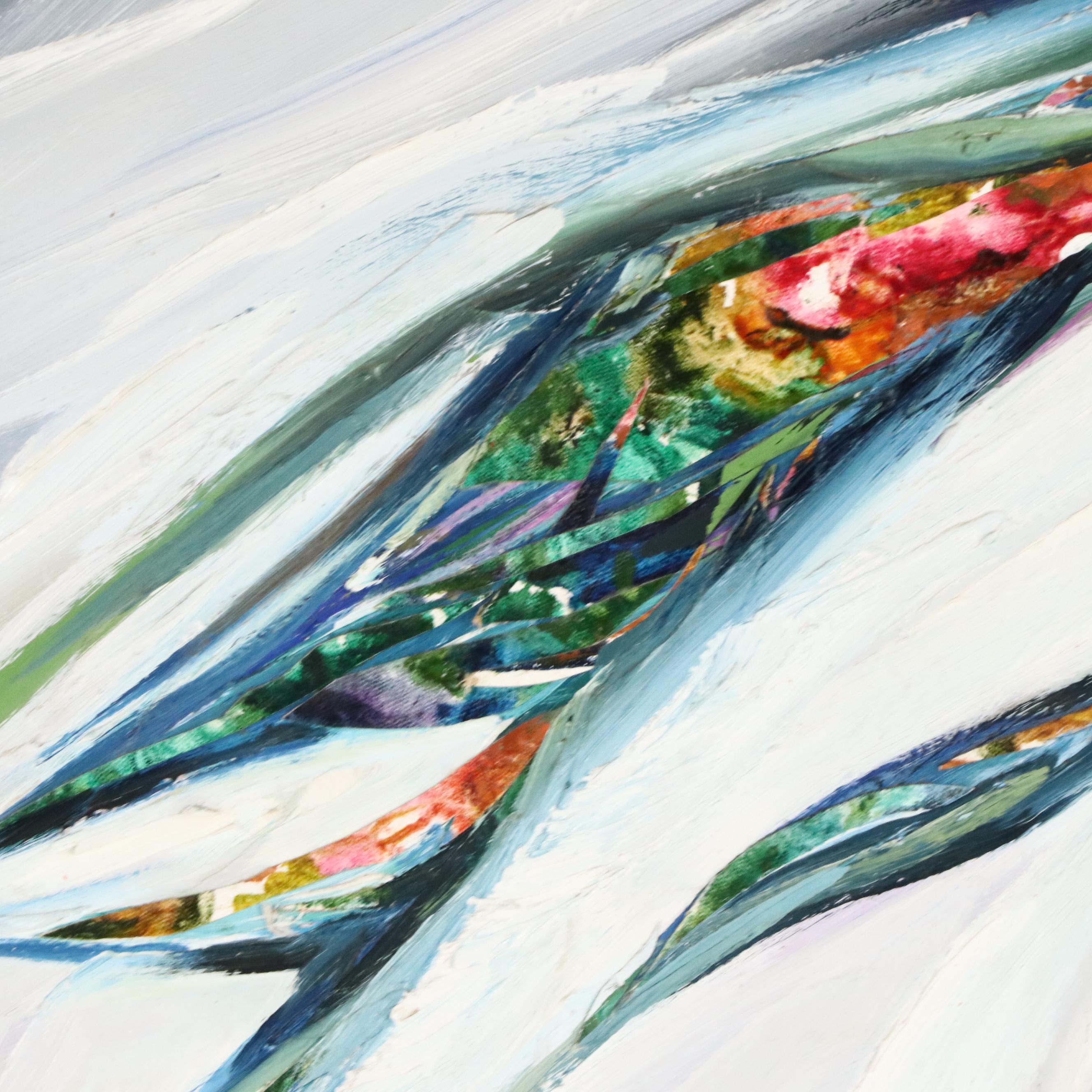 Goddard Abstract Floral Oil Painting, Late 20th or 21st Century