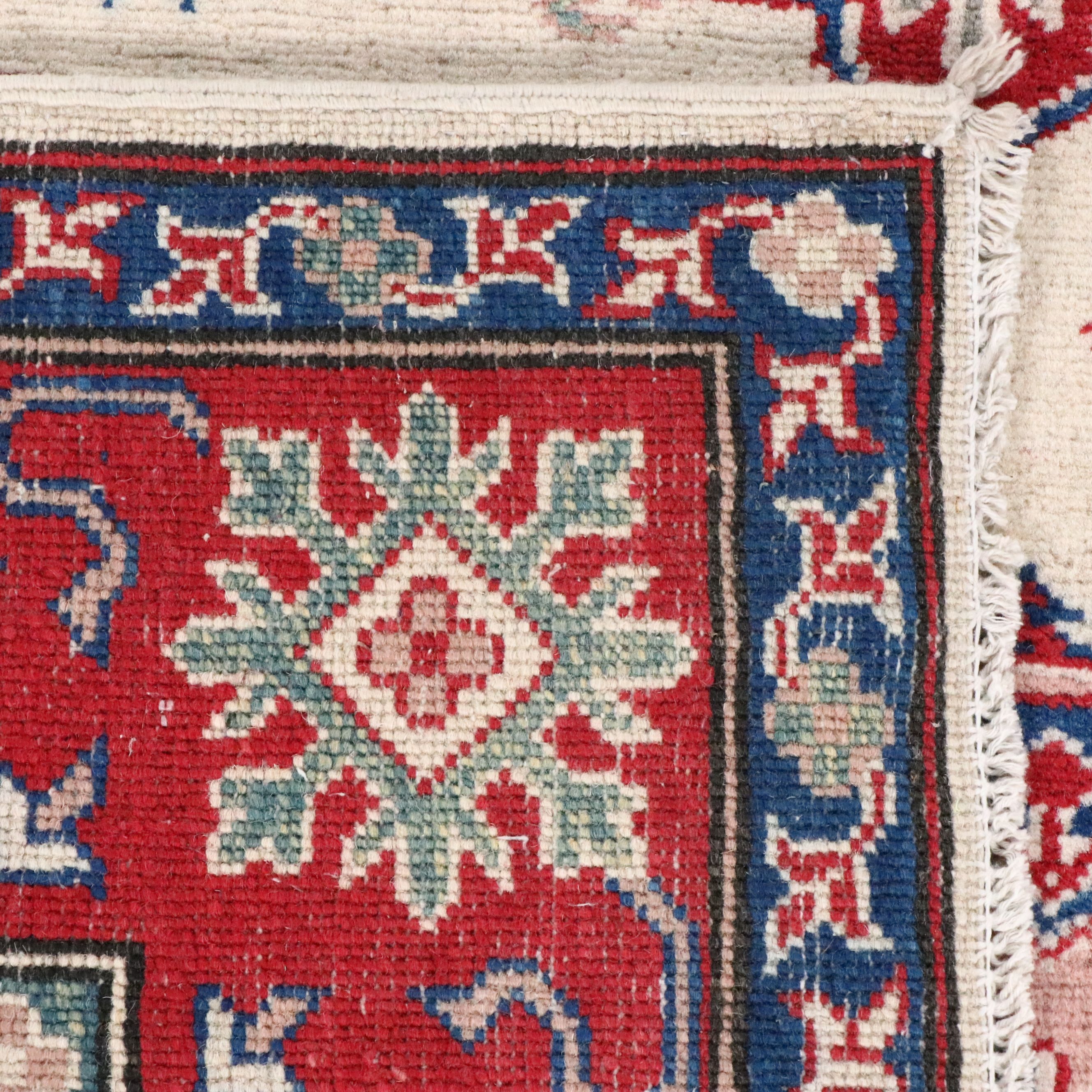 4'11 x 6'4 Hand-Knotted Pakistani Kazak Area Rug