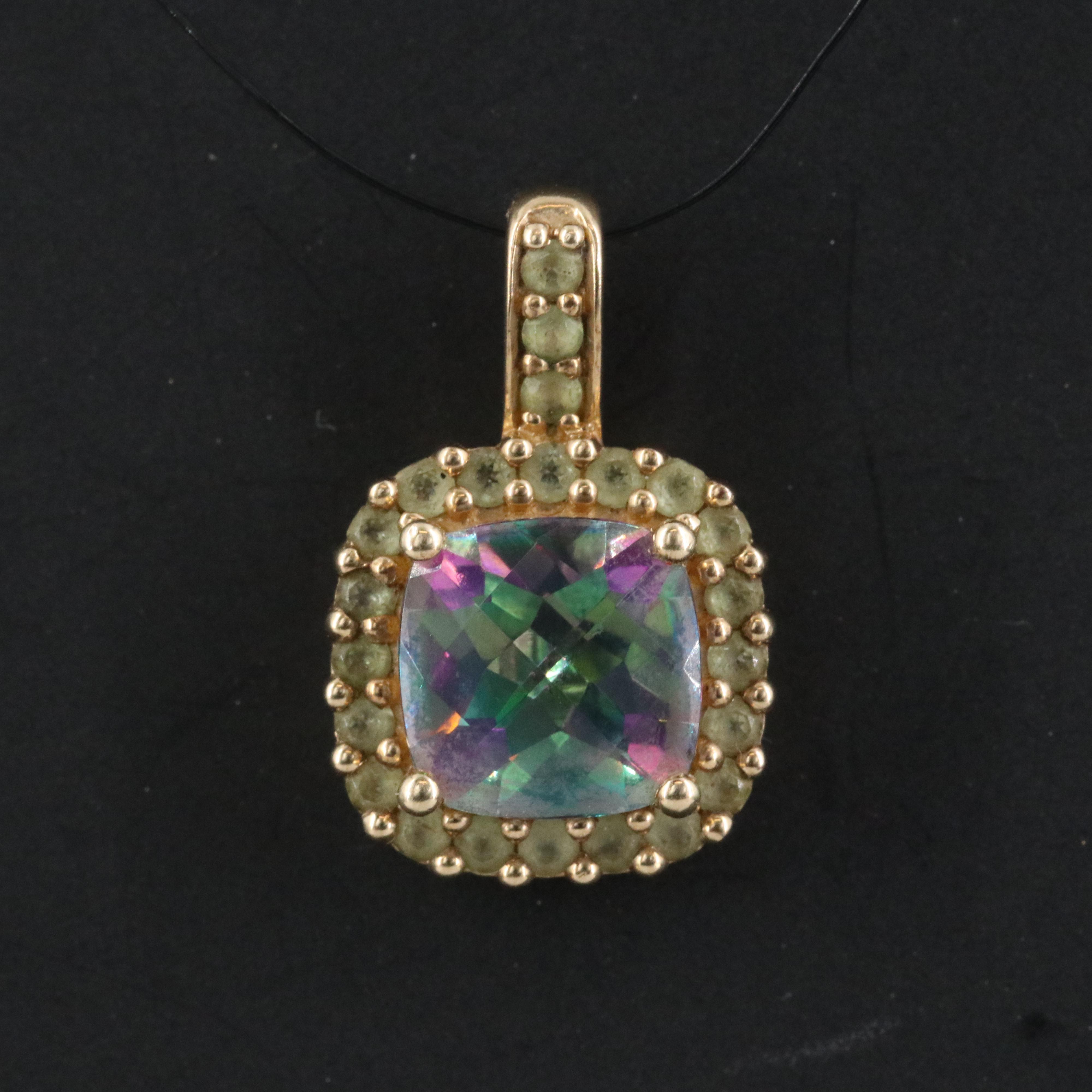 10K Mystic Topaz and Prasiolite Pendant
