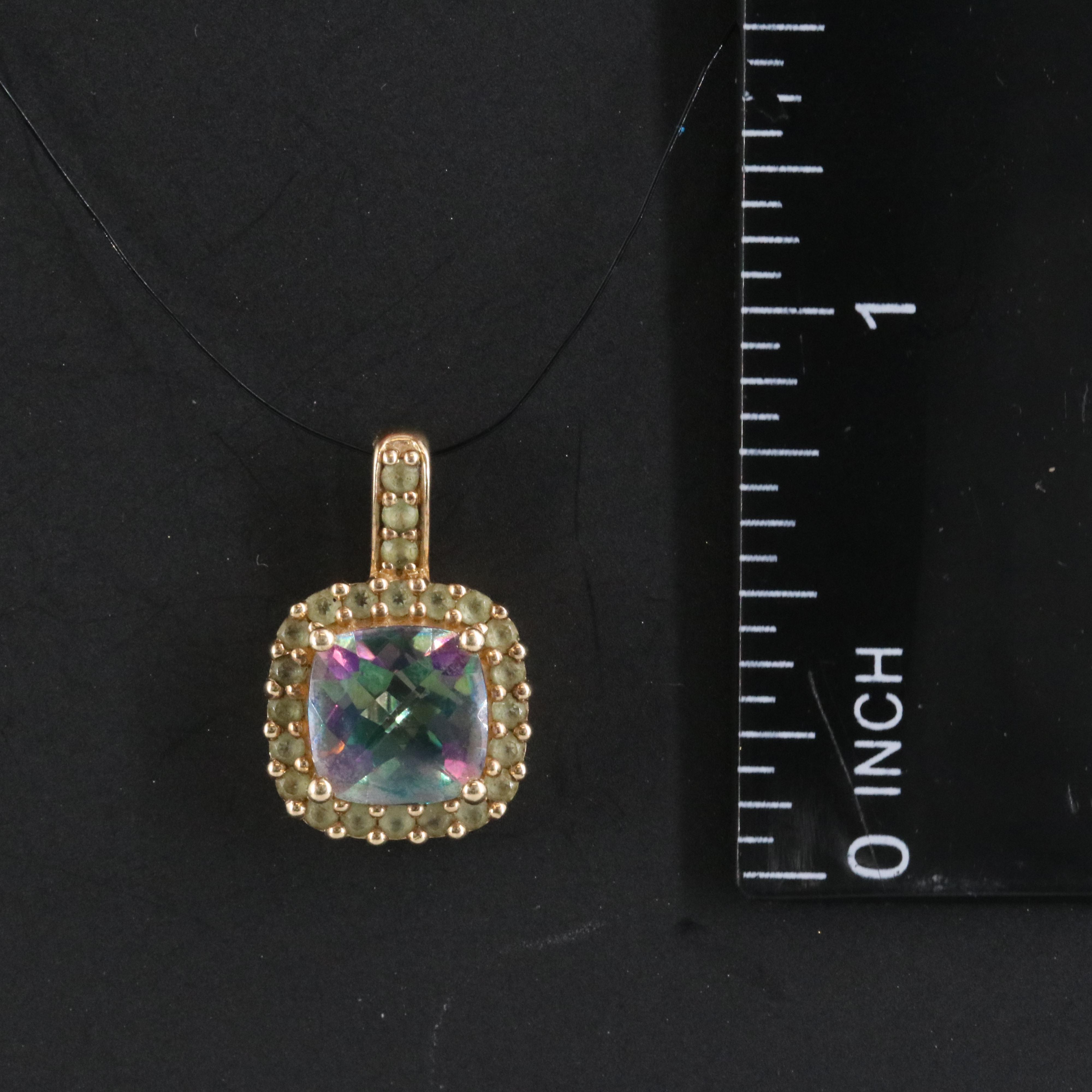 10K Mystic Topaz and Prasiolite Pendant