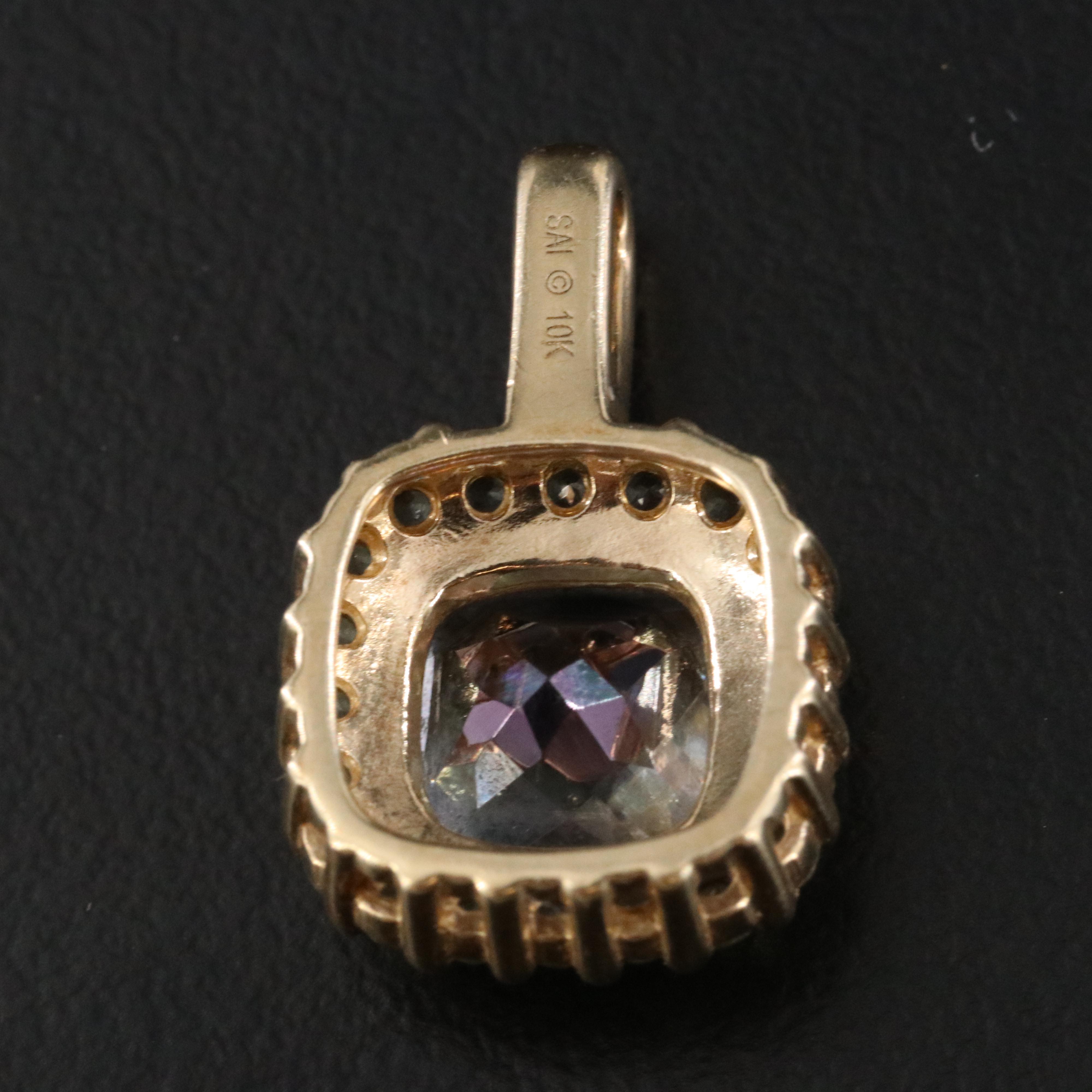 10K Mystic Topaz and Prasiolite Pendant