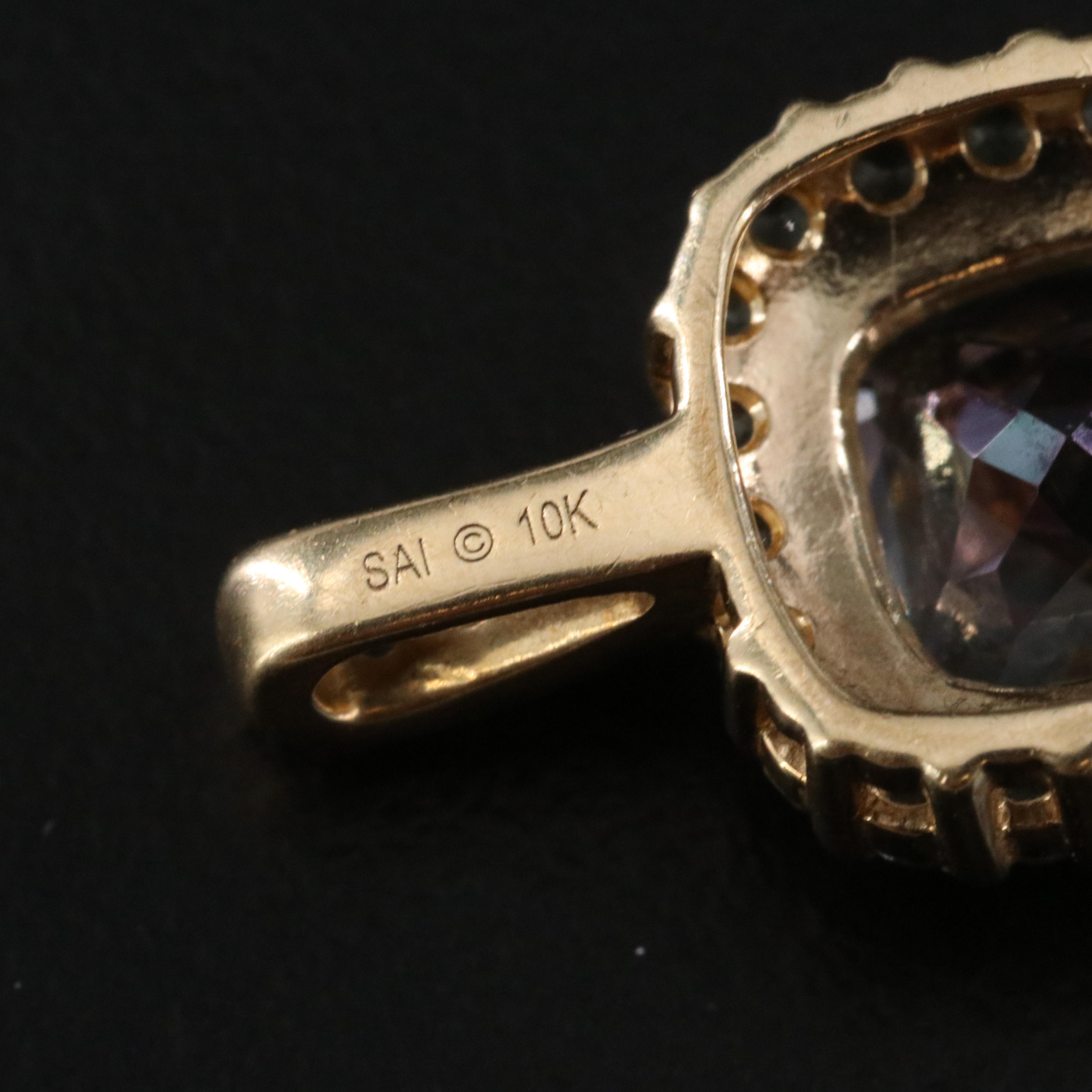 10K Mystic Topaz and Prasiolite Pendant