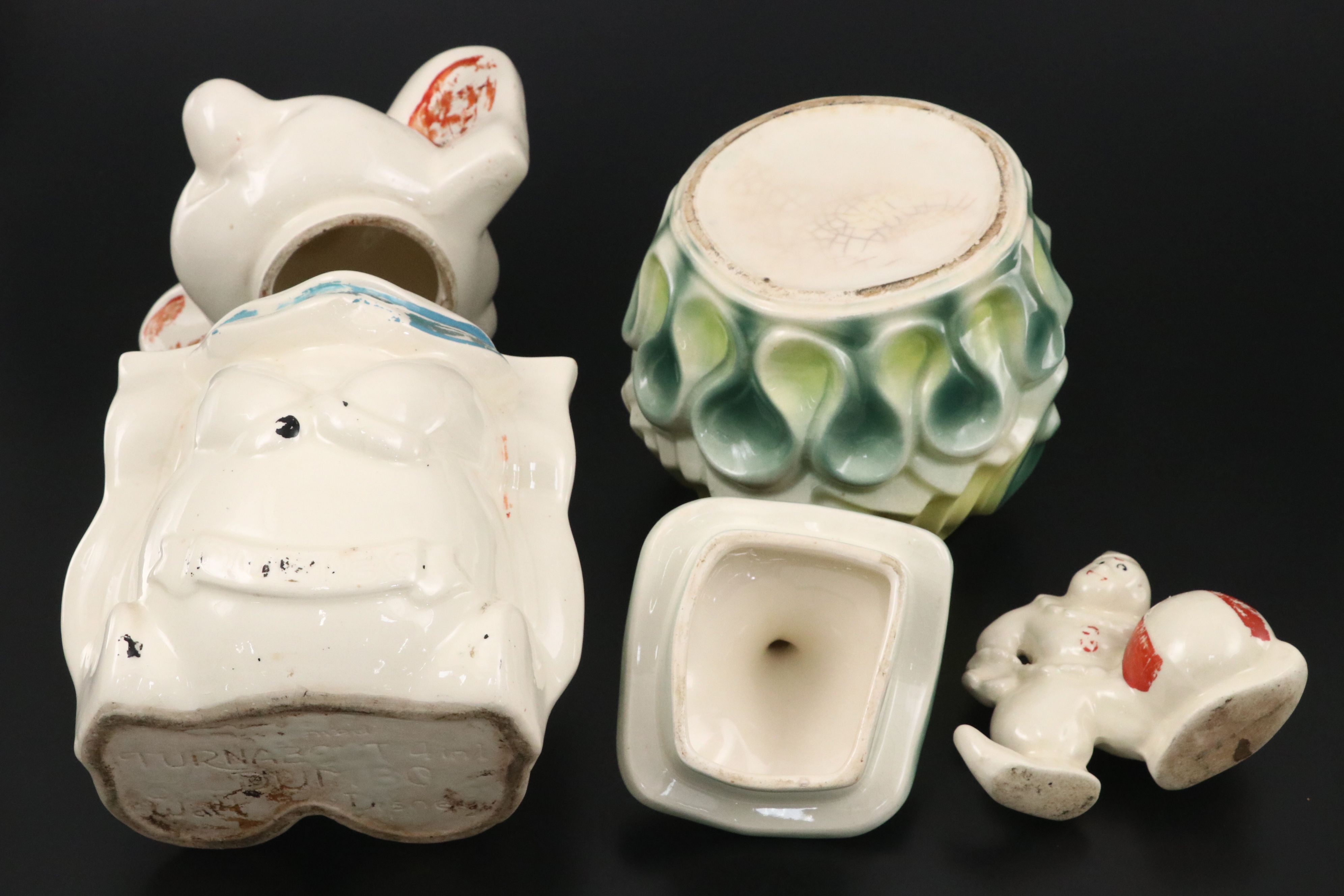 Walt Disney Turnabout Dumbo and McCoy Clown Cookie Jars with Clown Planter