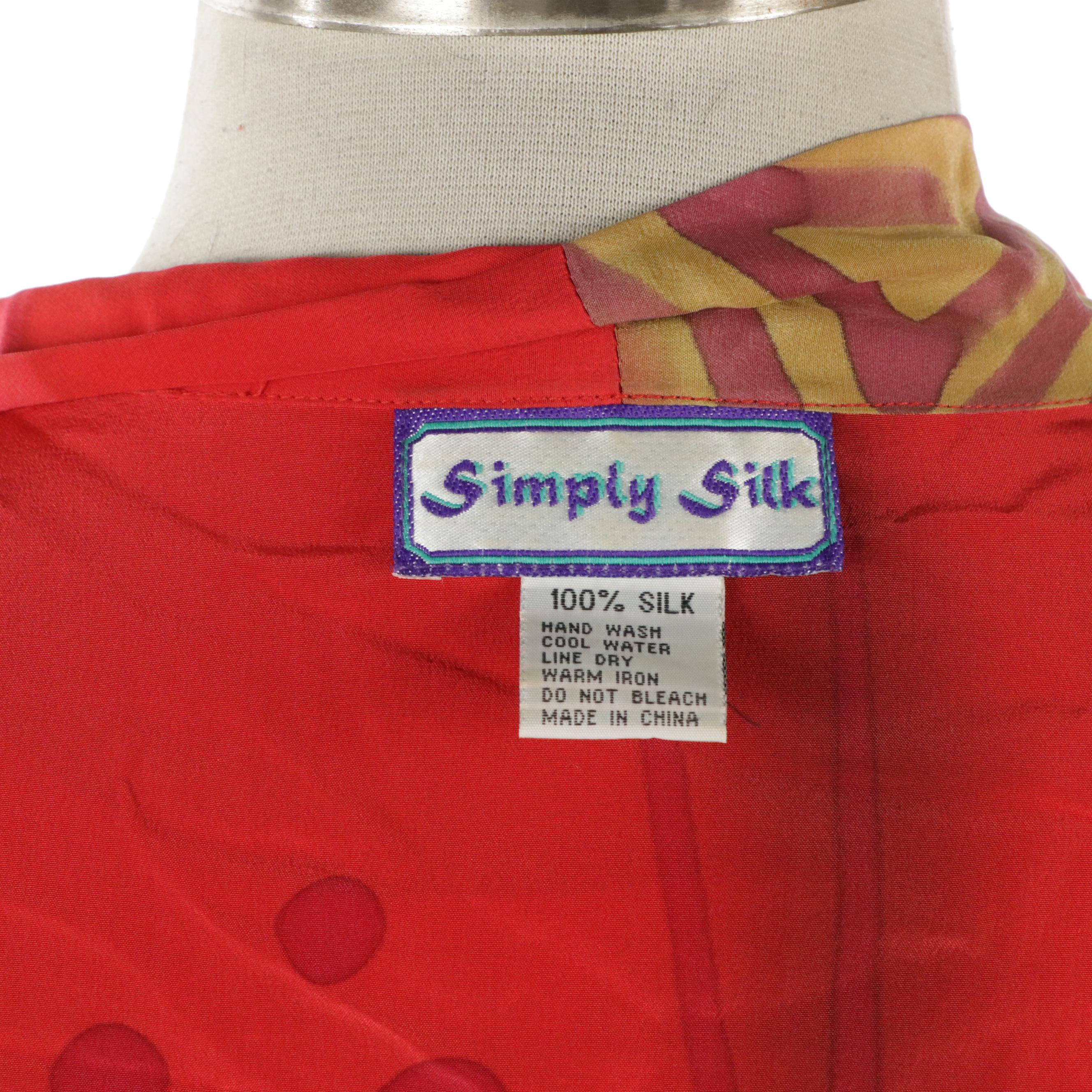 Simply Silk Red Sleeveless Side Slit Midi Dress and Matching Open Robe