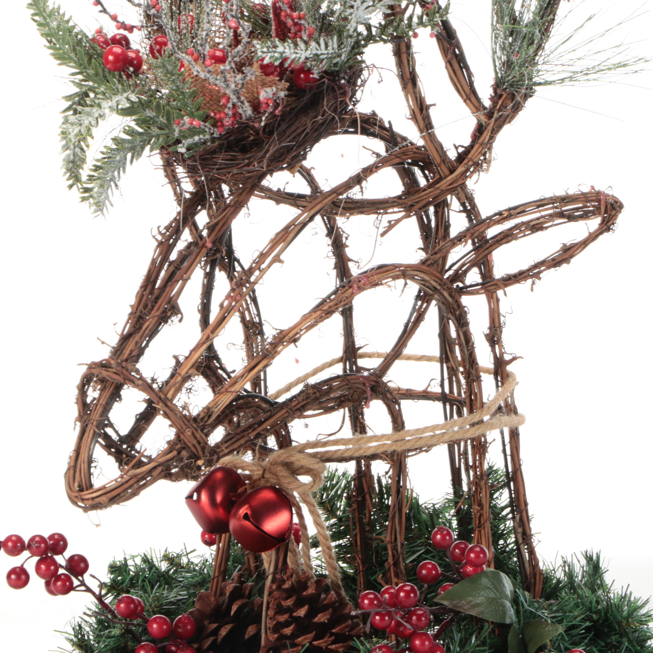 Rustic Style Santa Claus Sign with Glass Ornament Wreath, Other Christmas Décor