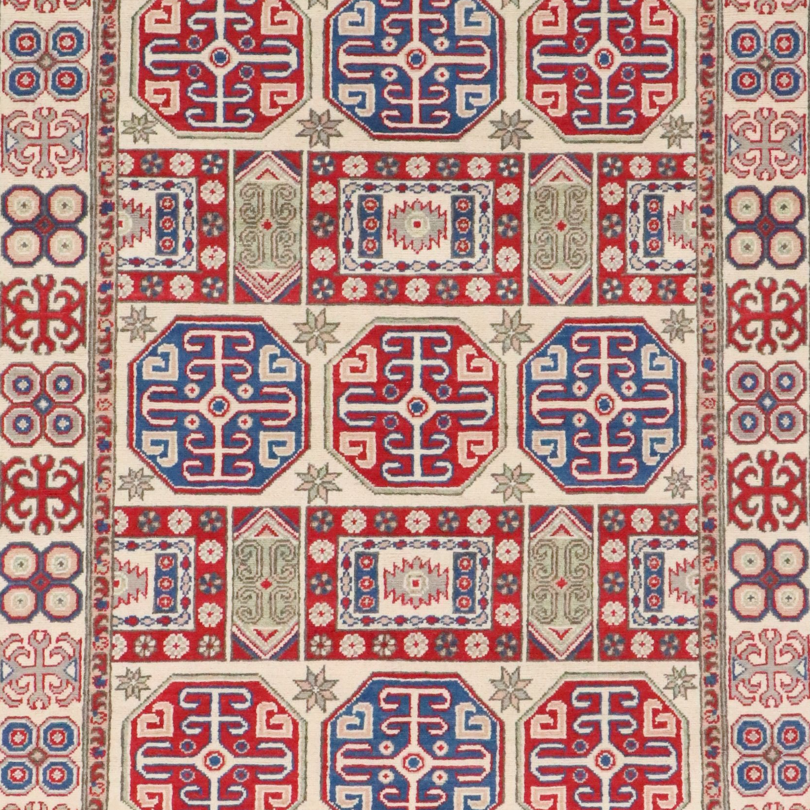 4'9 x 6'6 Hand-Knotted Pakistani Kazak Area Rug