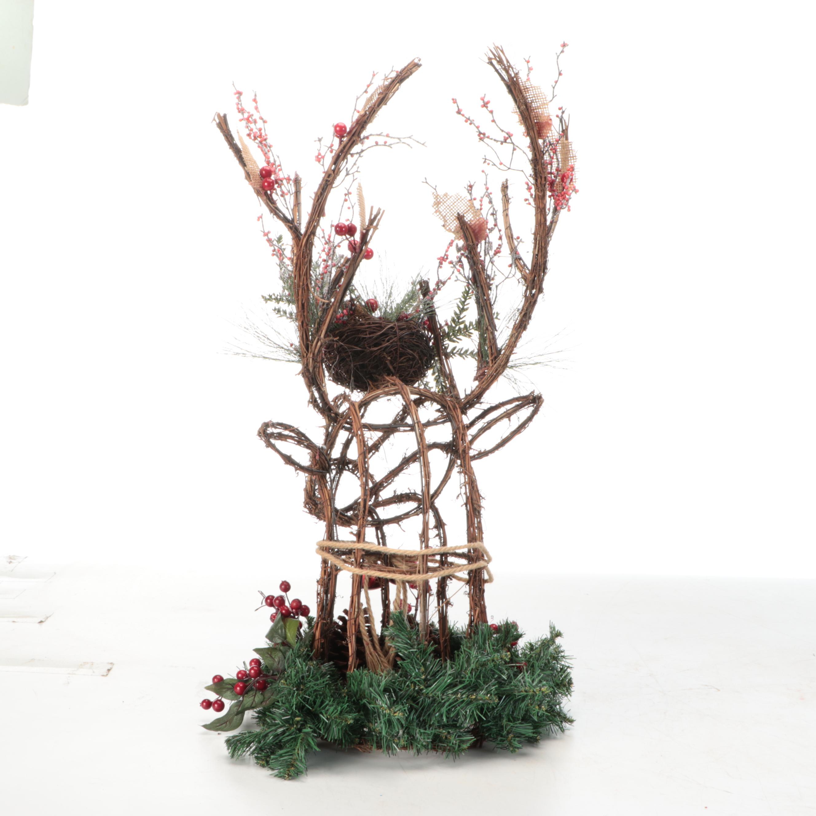 Rustic Style Santa Claus Sign with Glass Ornament Wreath, Other Christmas Décor