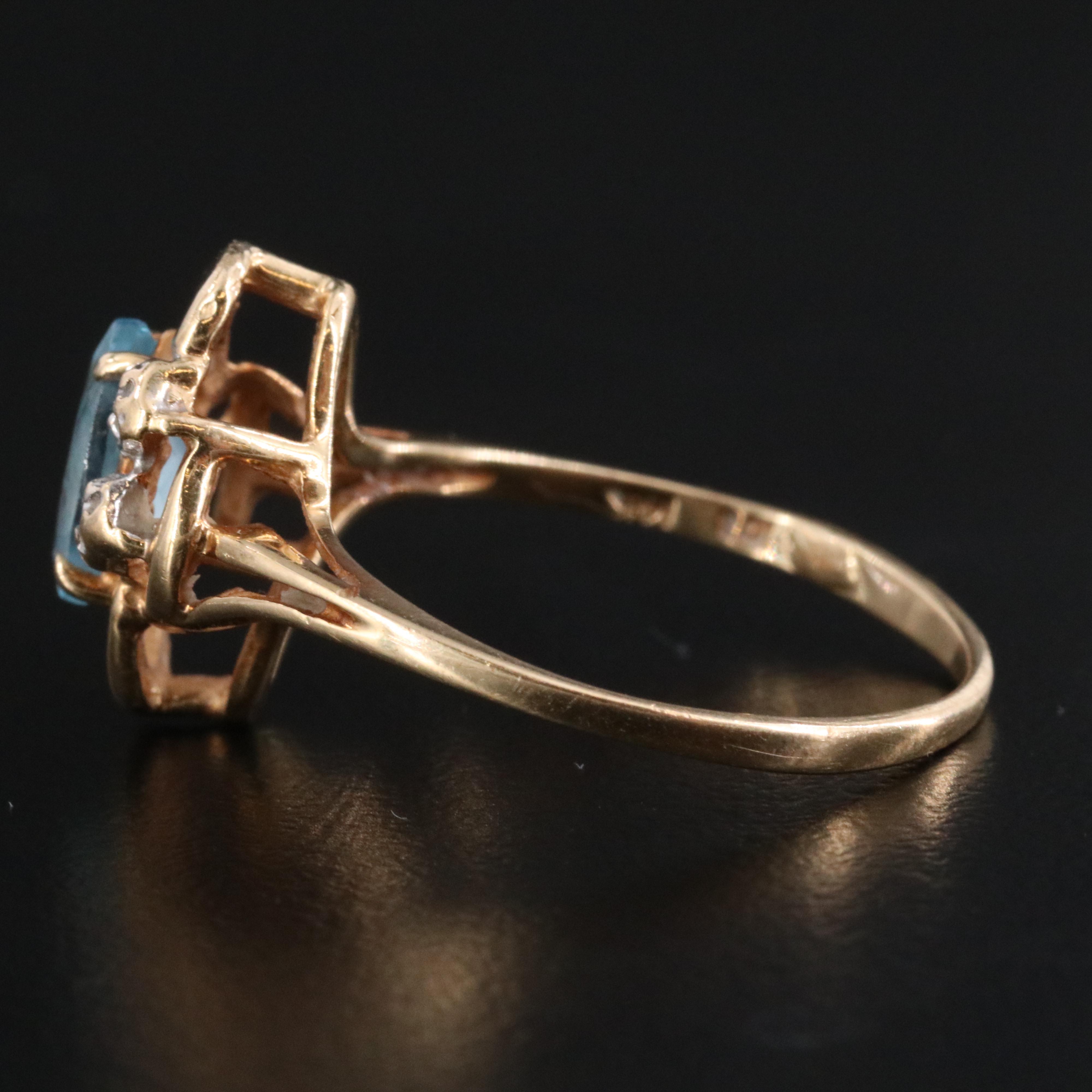 14K Blue Topaz and Diamond Ring