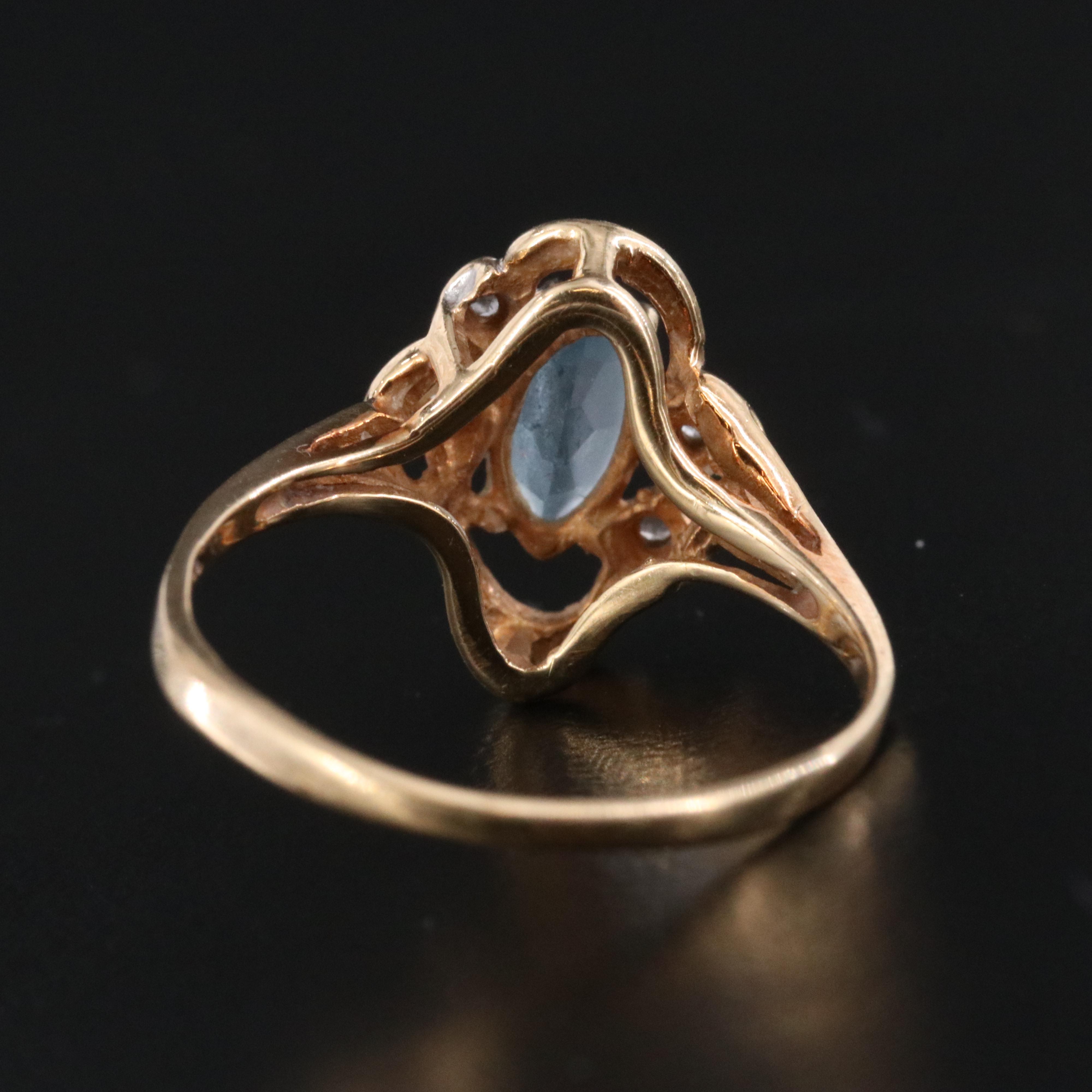 14K Blue Topaz and Diamond Ring