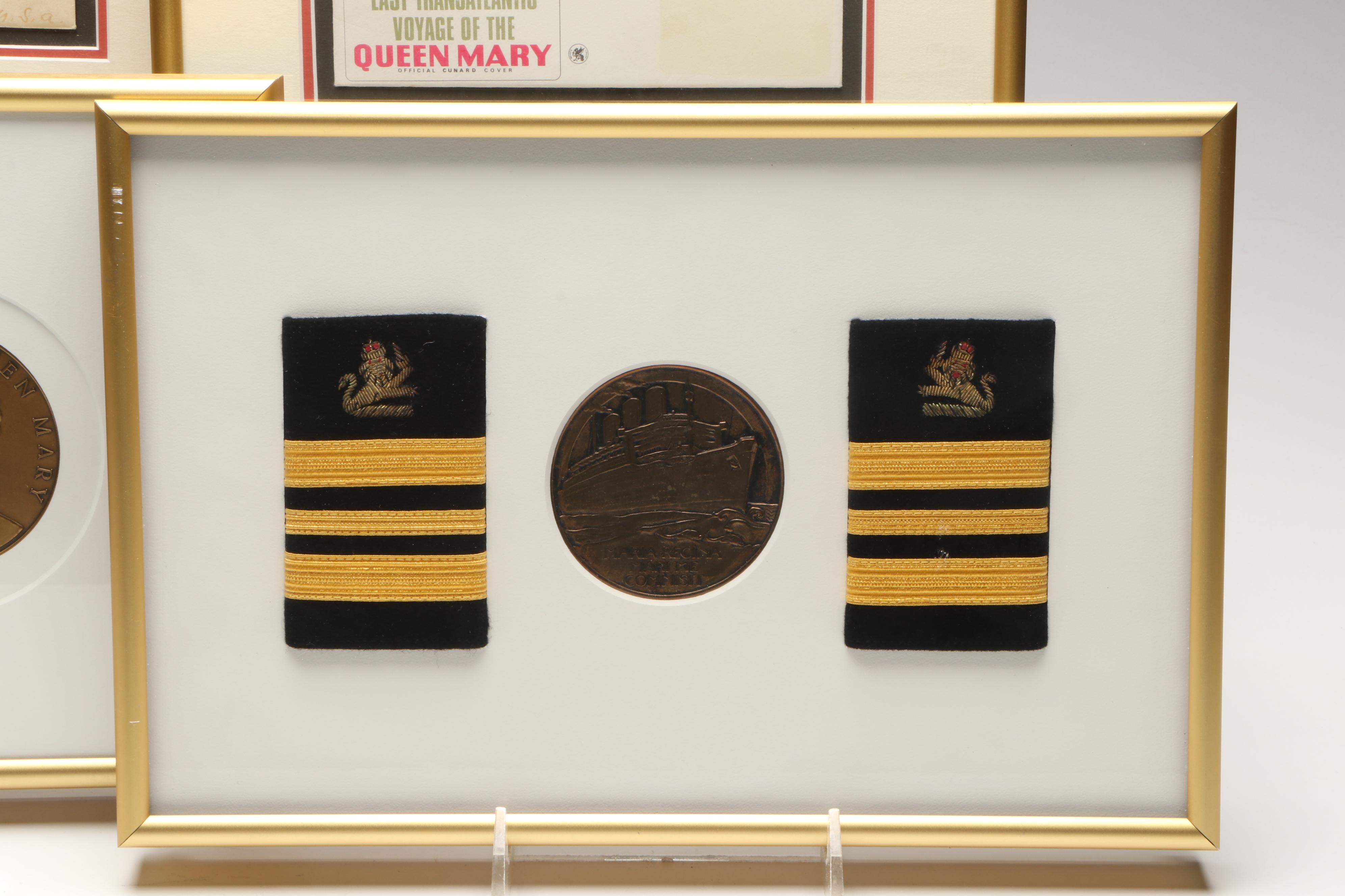 RMS Queen Mary Medals, Postal Covers and Captain Shoulder Boards