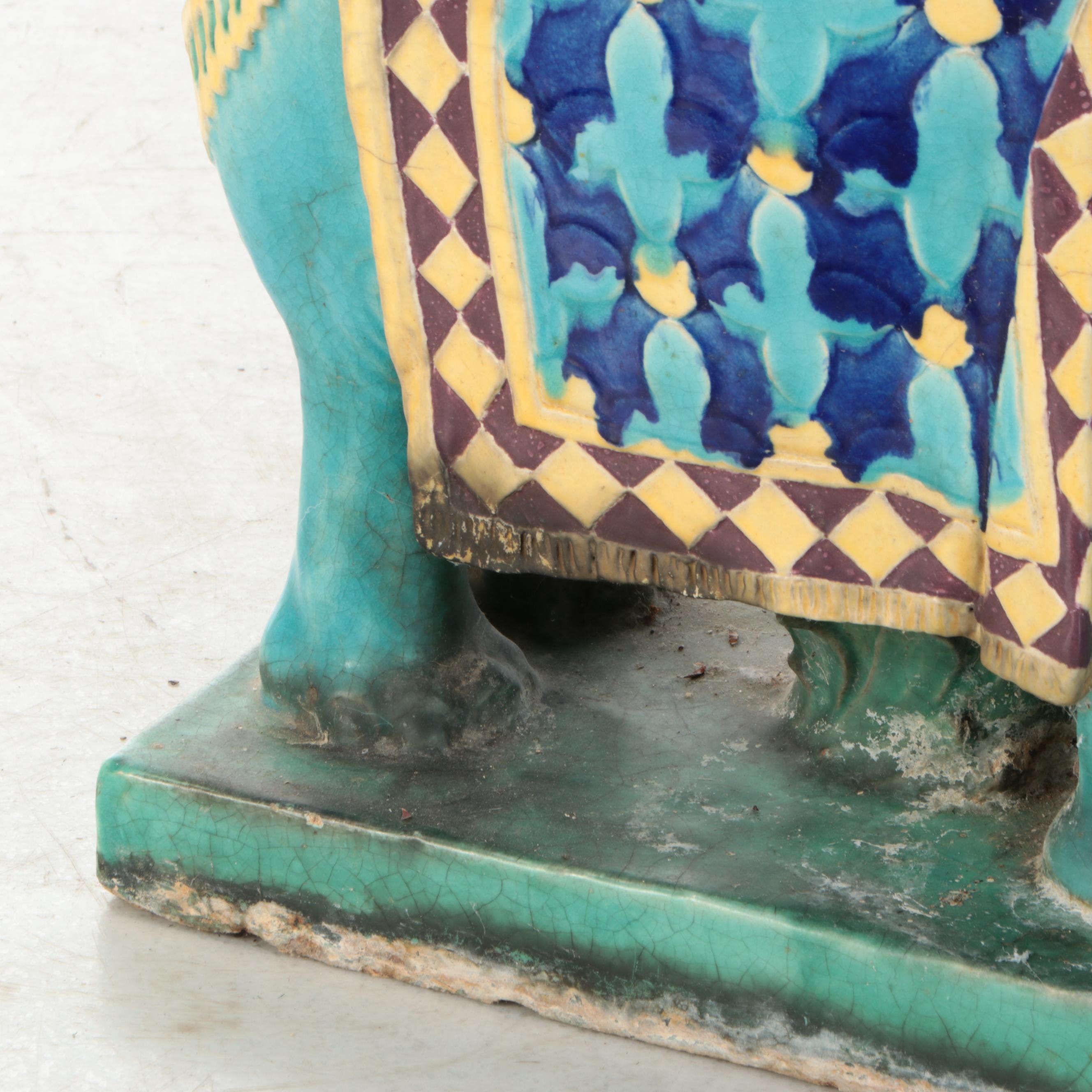 Rookwood Pottery Majolica Drip Glaze Ceramic Elephant Planter