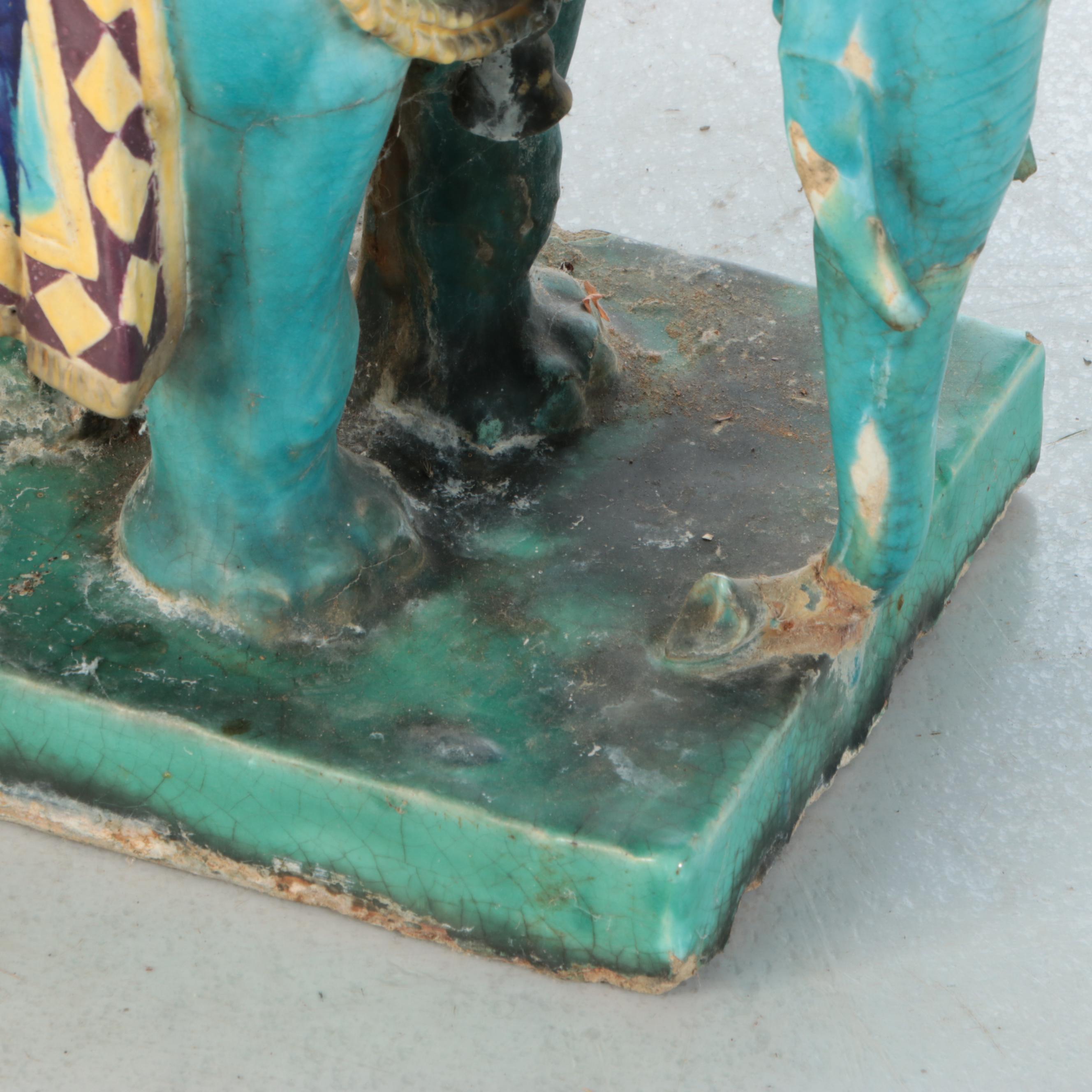 Rookwood Pottery Majolica Drip Glaze Ceramic Elephant Planter