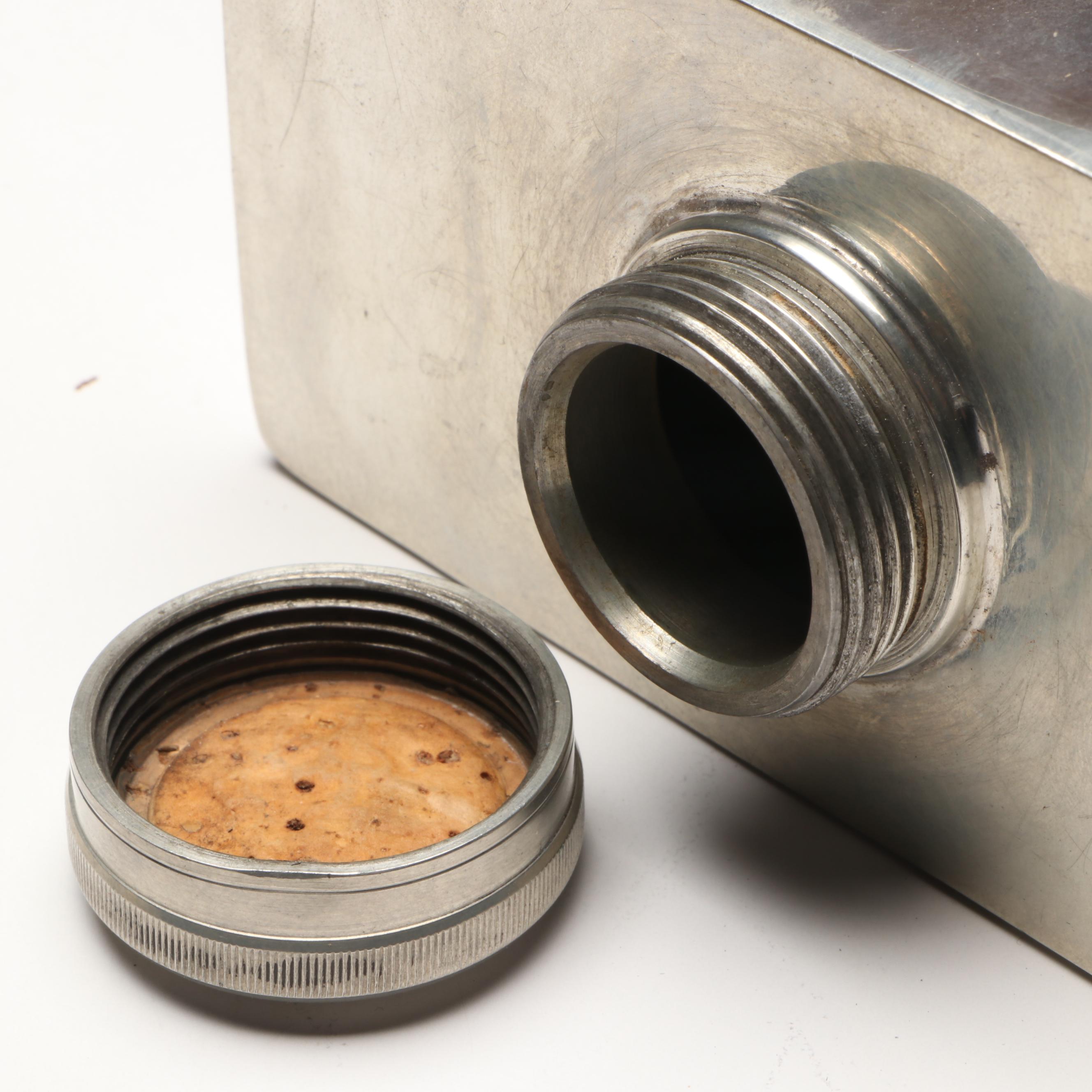 Abercrombie & Fitch Co. Silver Plate Bottles with Leather Carry Case