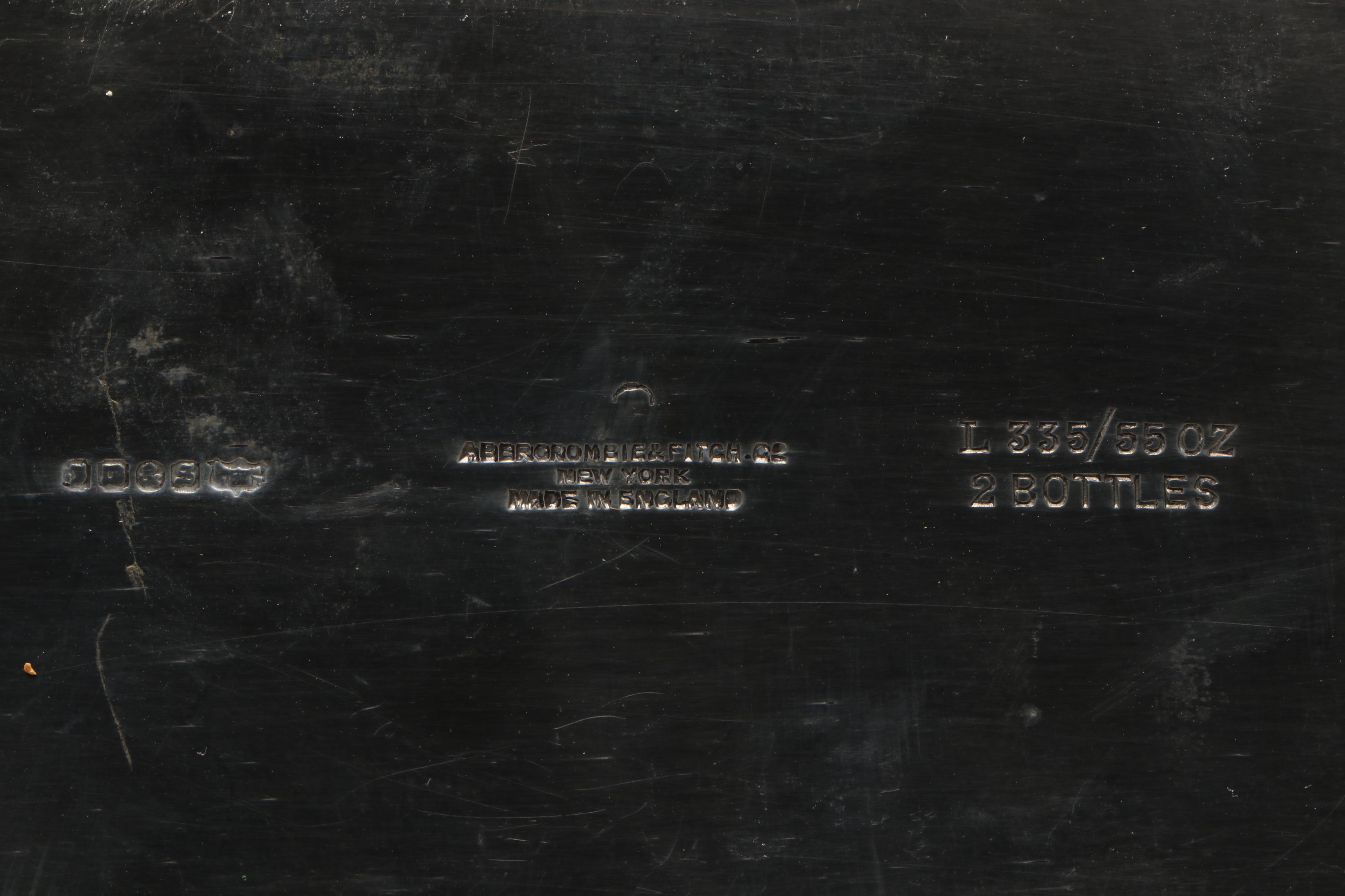 Abercrombie & Fitch Co. Silver Plate Bottles with Leather Carry Case