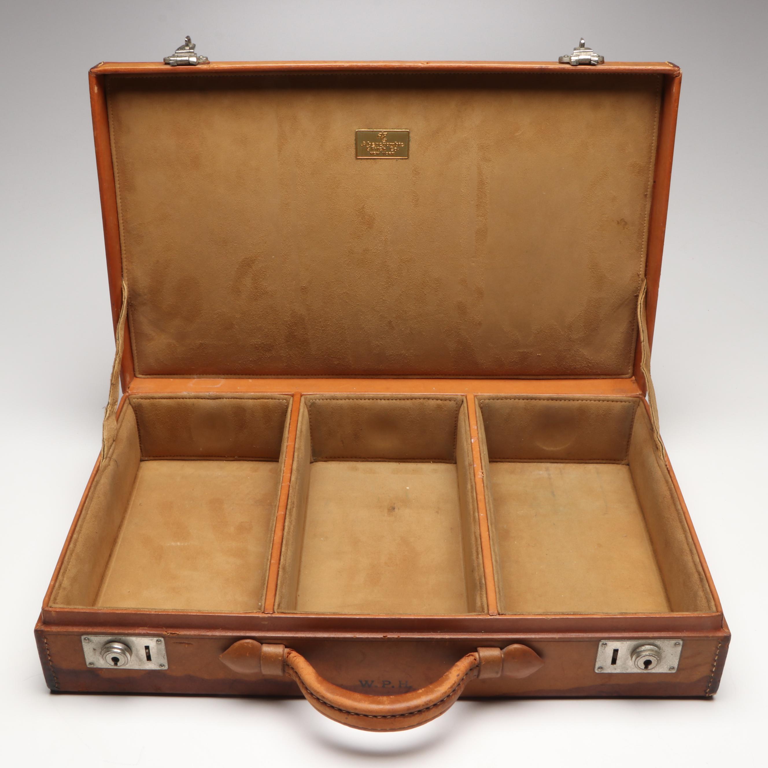 Abercrombie & Fitch Co. Silver Plate Bottles with Leather Carry Case