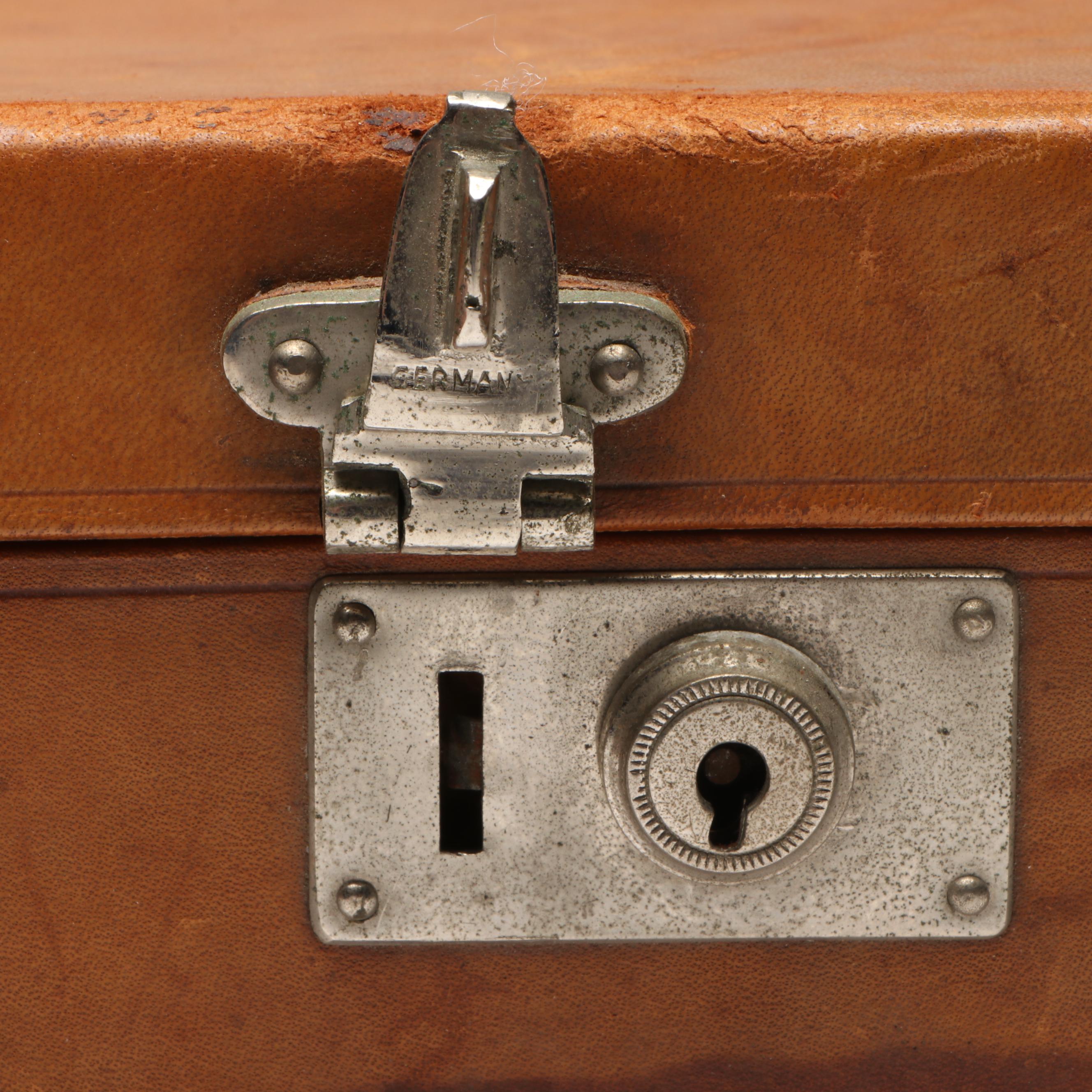 Abercrombie & Fitch Co. Silver Plate Bottles with Leather Carry Case