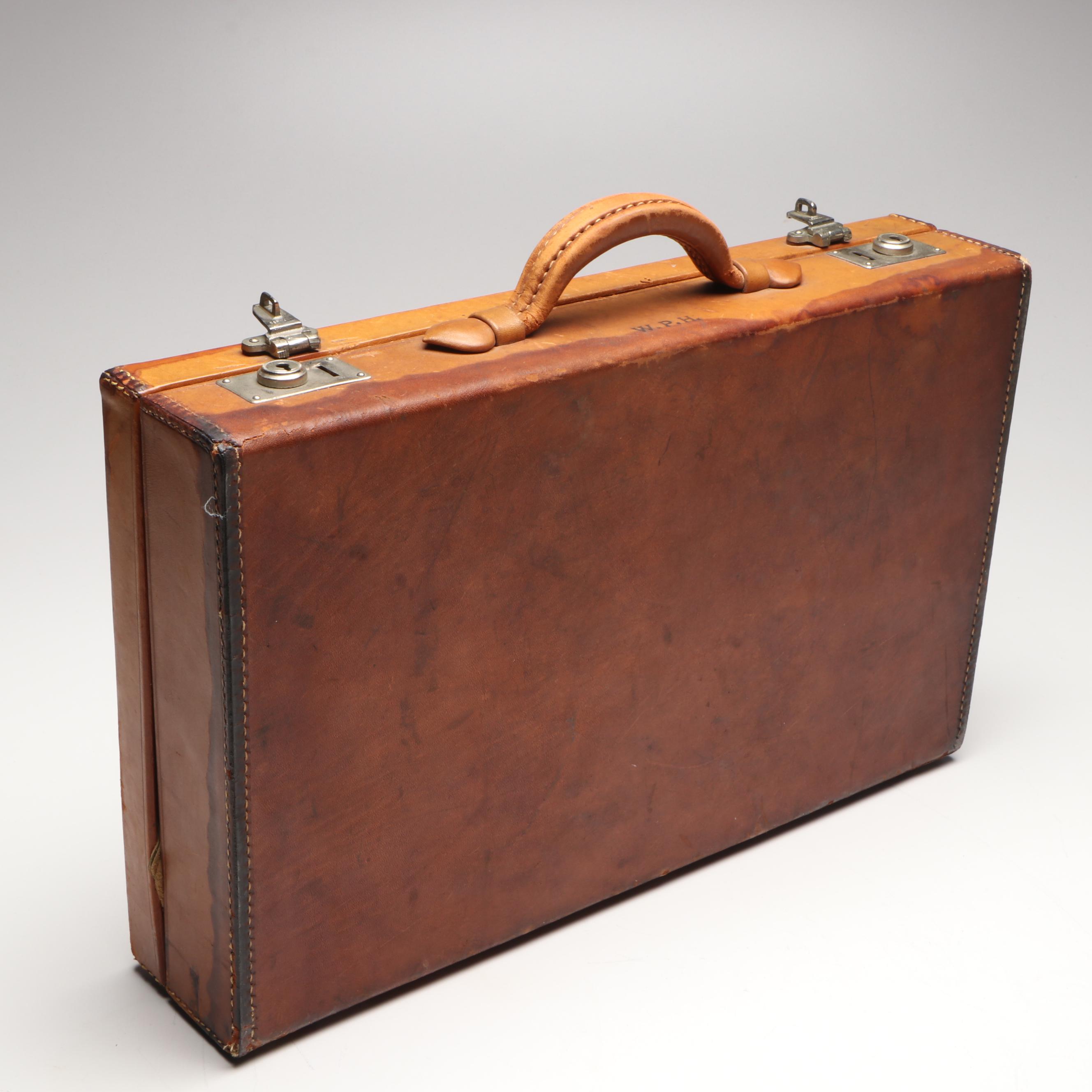 Abercrombie & Fitch Co. Silver Plate Bottles with Leather Carry Case